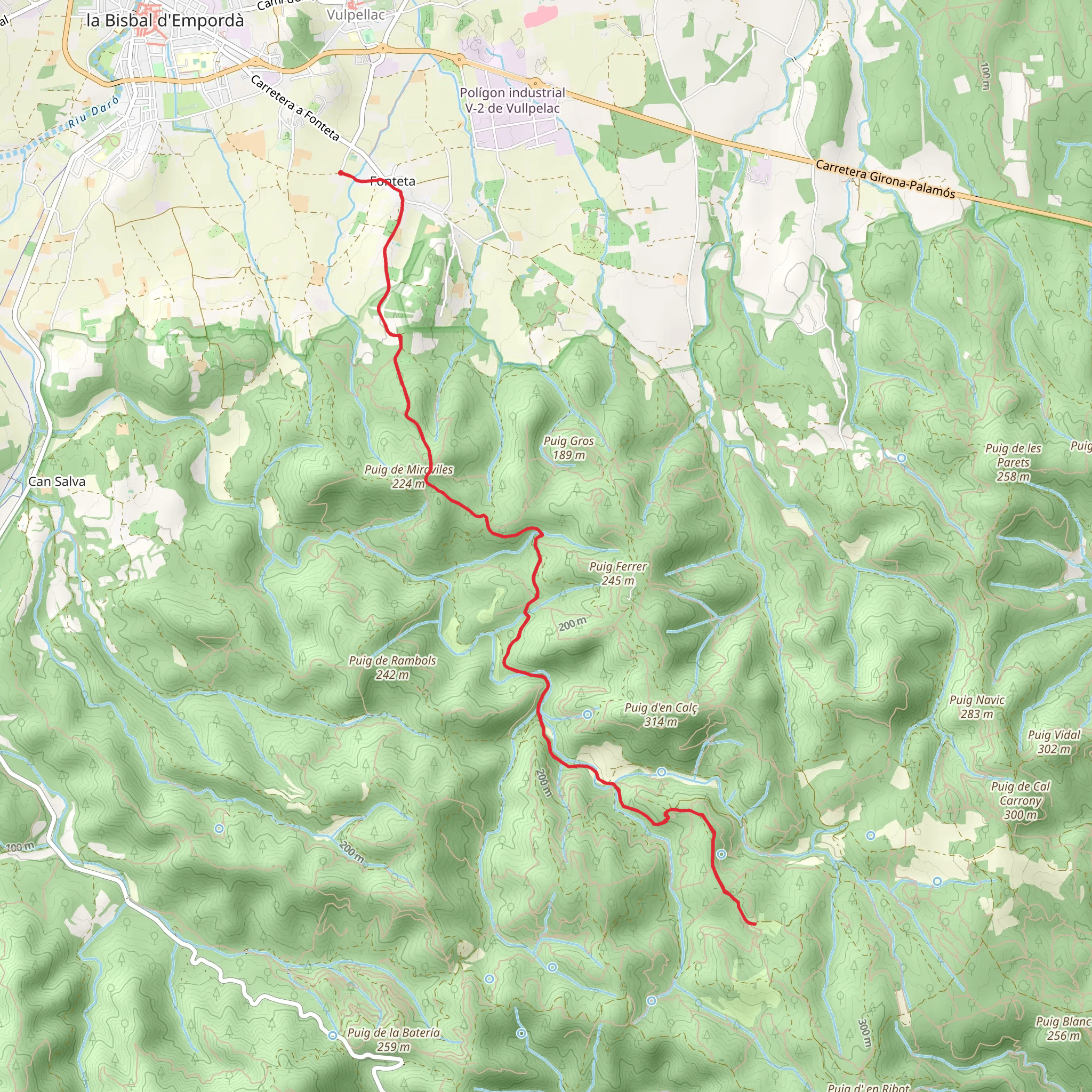Path from Fontaneta to Fitor PR C 104 mobile static map