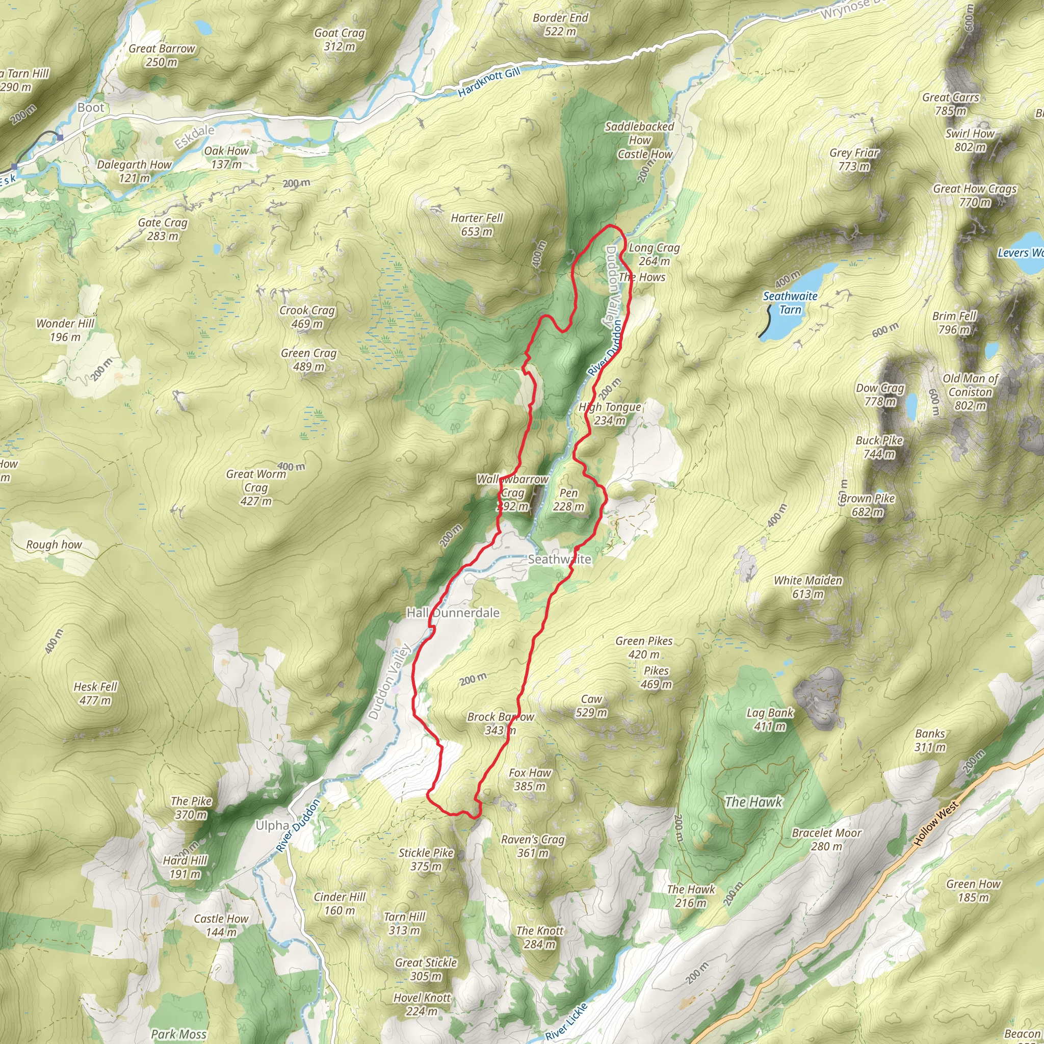 Dunnerdale Forest, High Kiln Bank Park and Park Head Path mobile static map