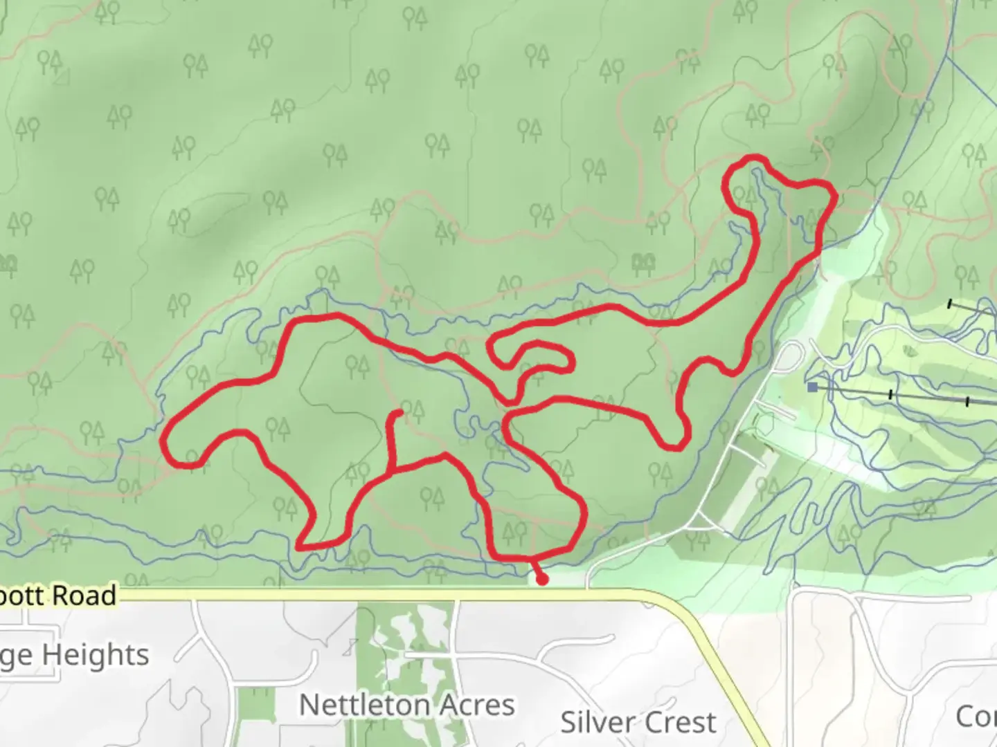 An image depicting the trail Hillside and Besh Loop and its surrounding area.