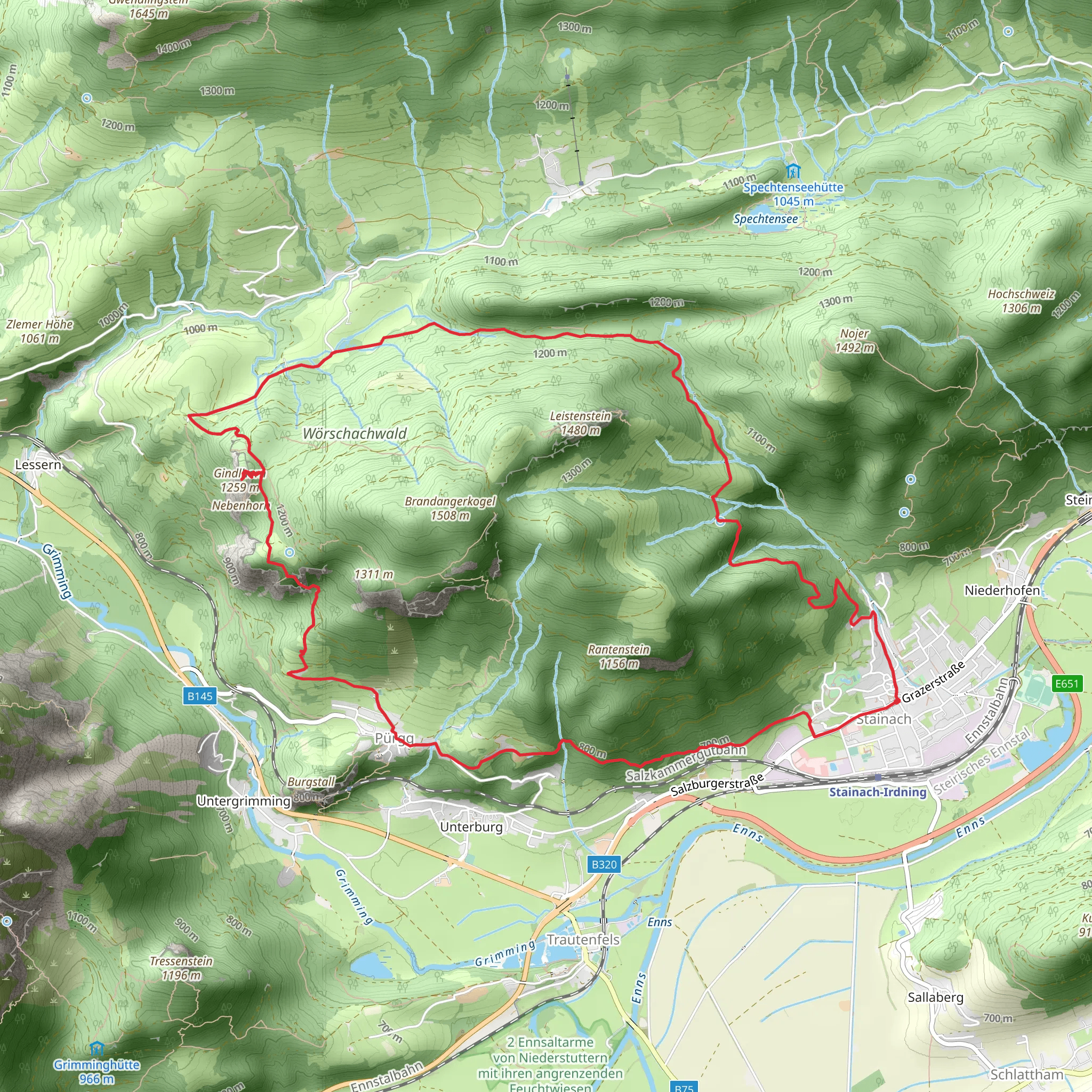 Big Gindelhorn and Leistenalm Loop mobile static map