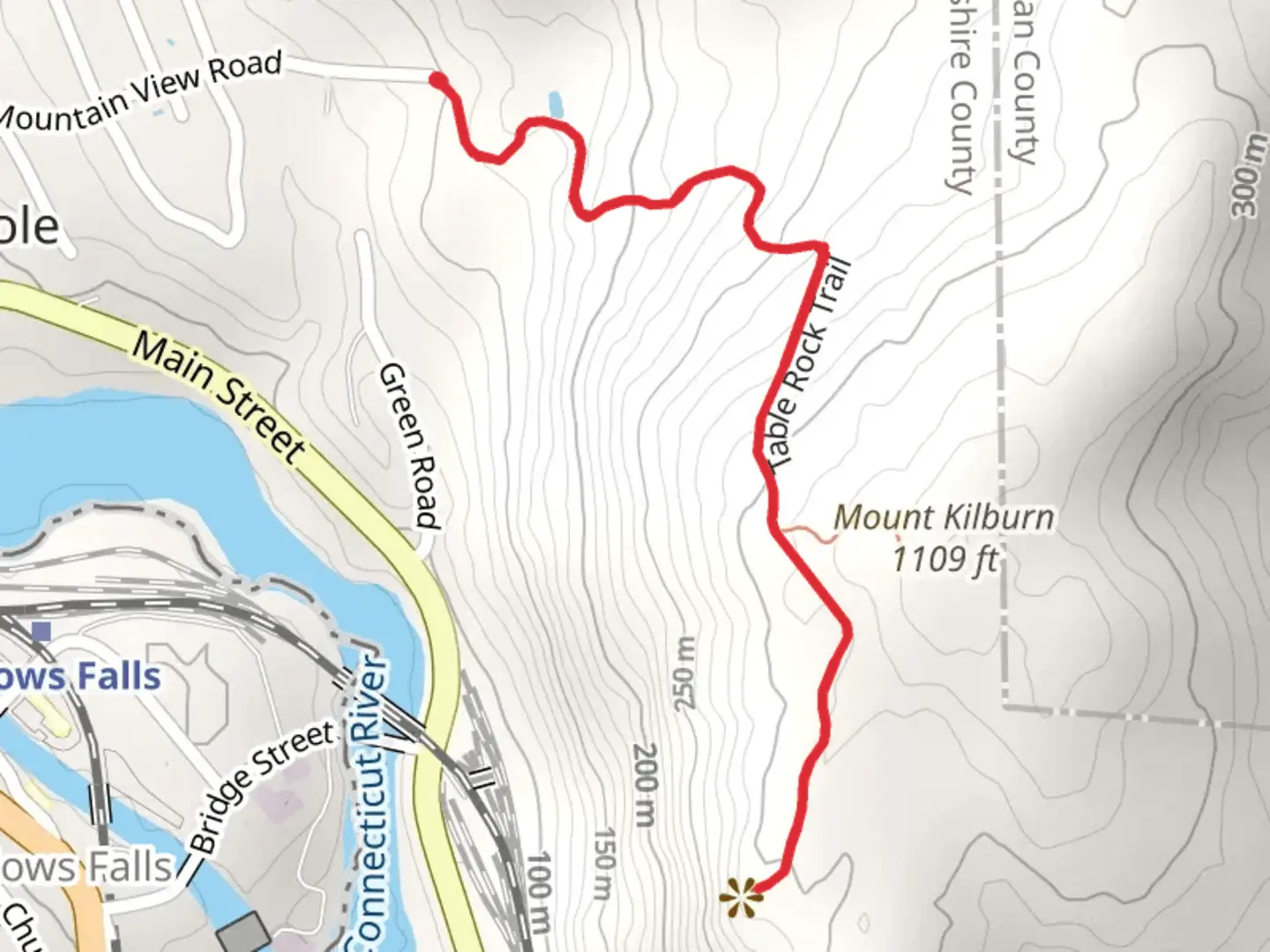 An image depicting the trail Mount Kilburn from Mountain View Road and its surrounding area.