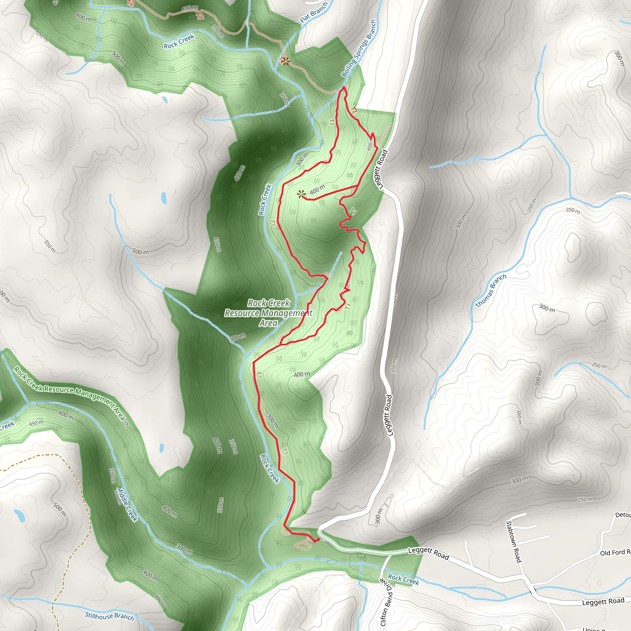 Rock Creek Loop and Leggett Point Overlook Trail mobile static map