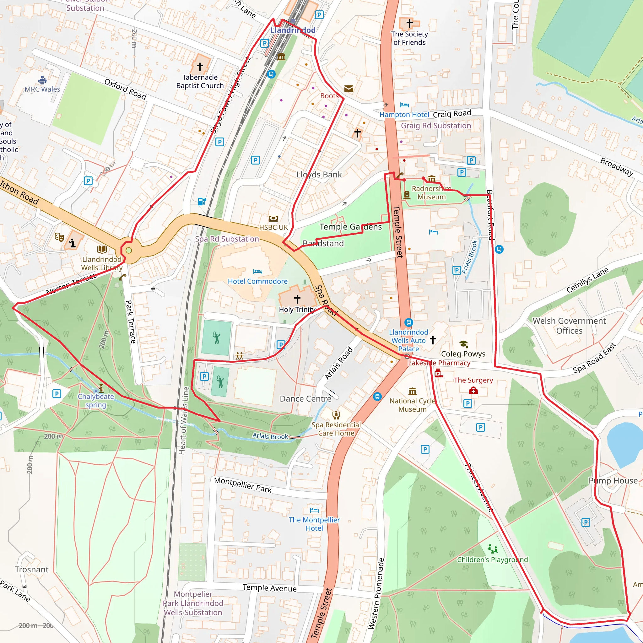 Llandrindod Wells - Heritage Trail mobile static map