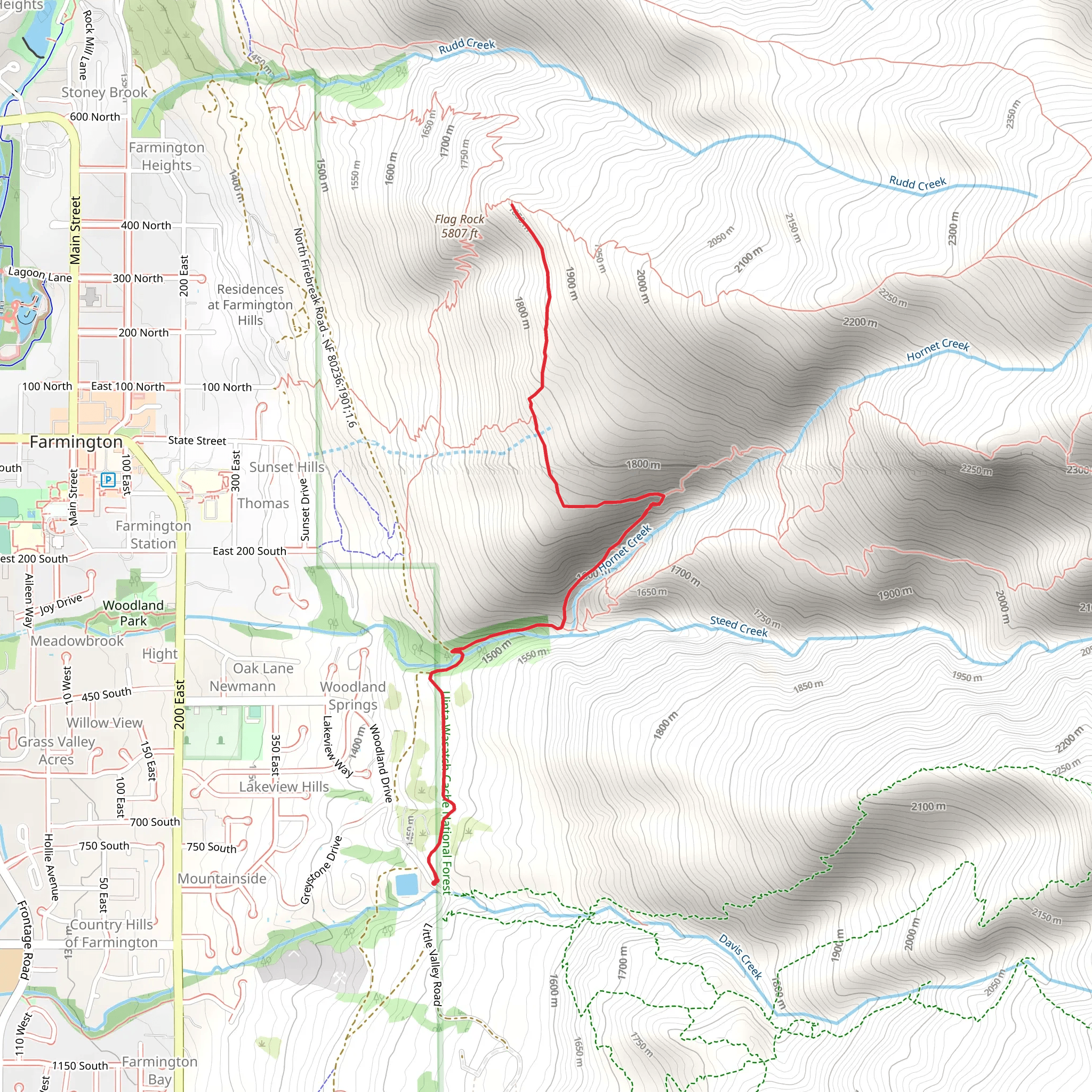 Hornet Canyon Trail and Fire Trail mobile static map