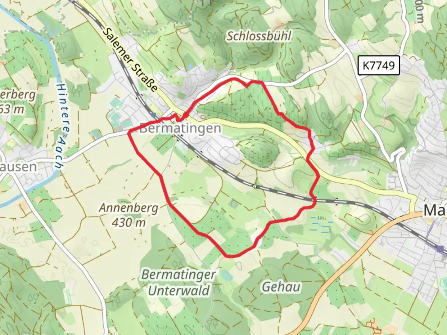 An image depicting the trail Rundweg B2 and its surrounding area.