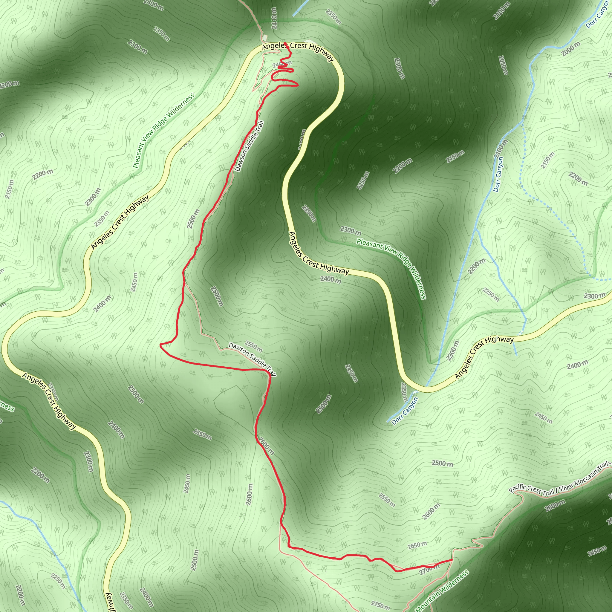 Dawson Saddle Trail mobile static map