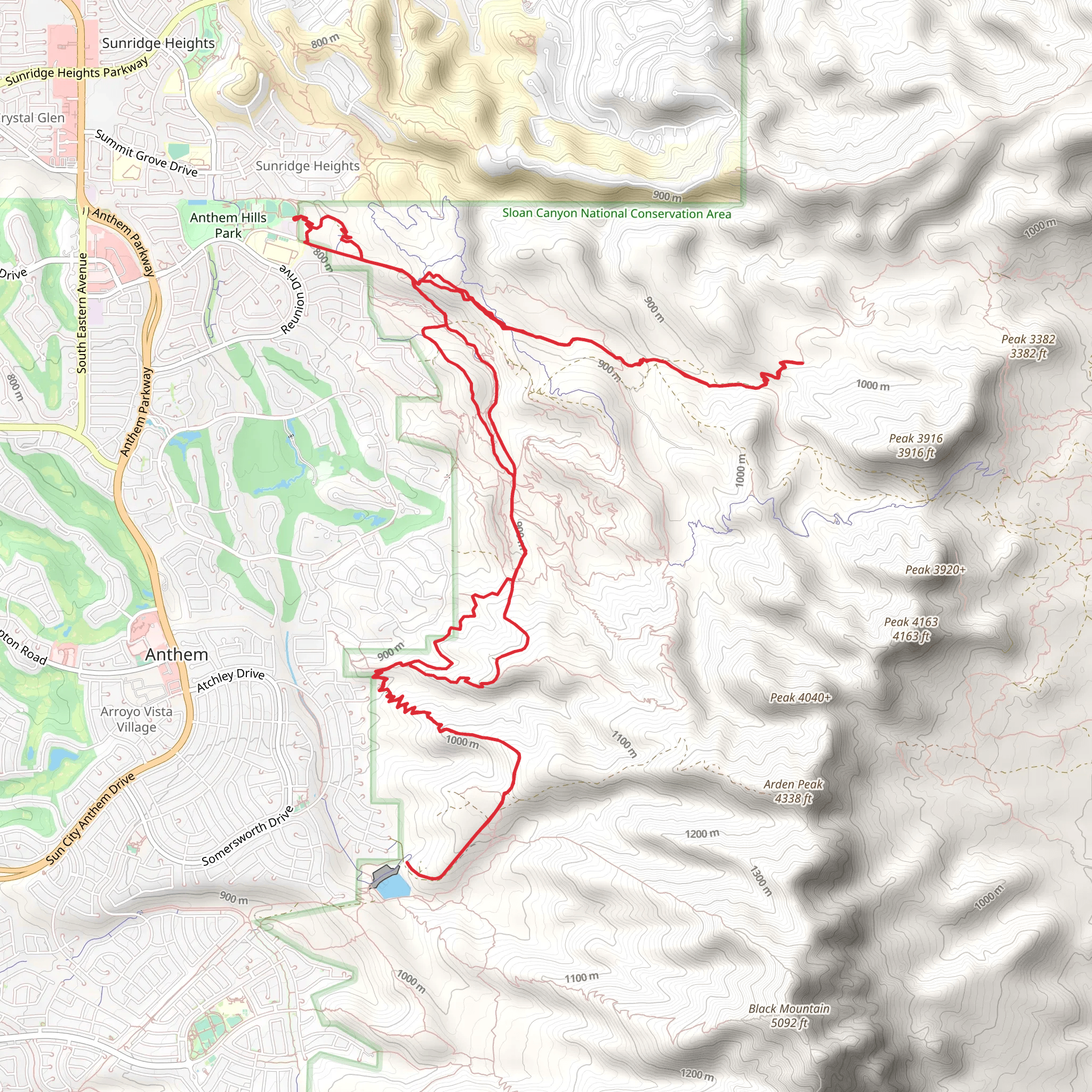 Anthem East, Bursage, McCullough Hills, Rock Garden, Angry Karen and Anthem East Trail mobile static map
