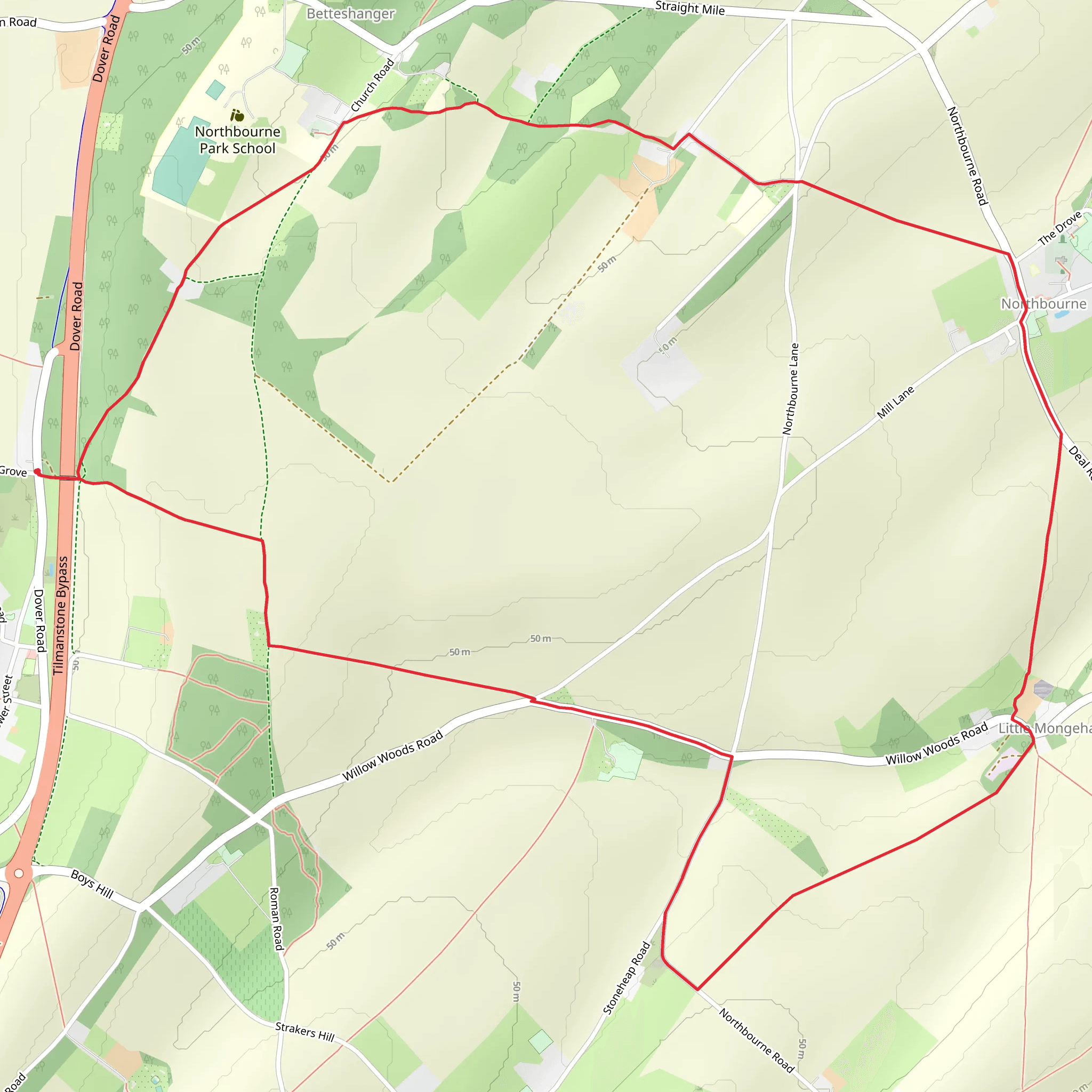 Tilmanstone Loop mobile static map