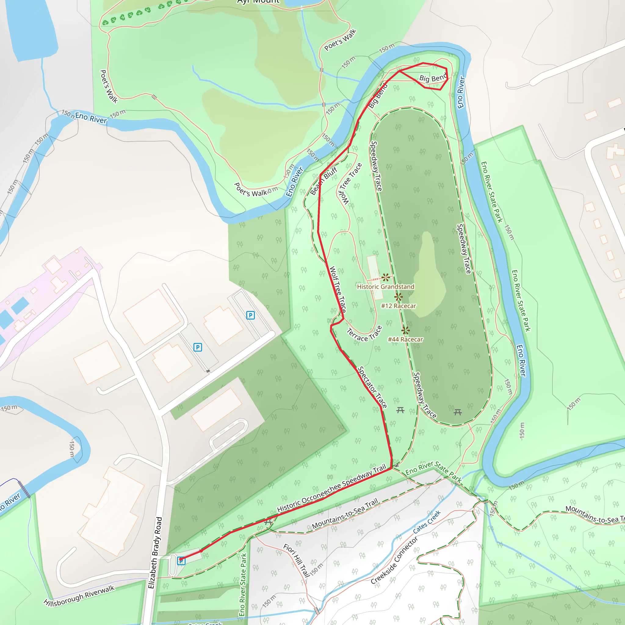 Eno River via Hillsberg Riverwalk mobile static map