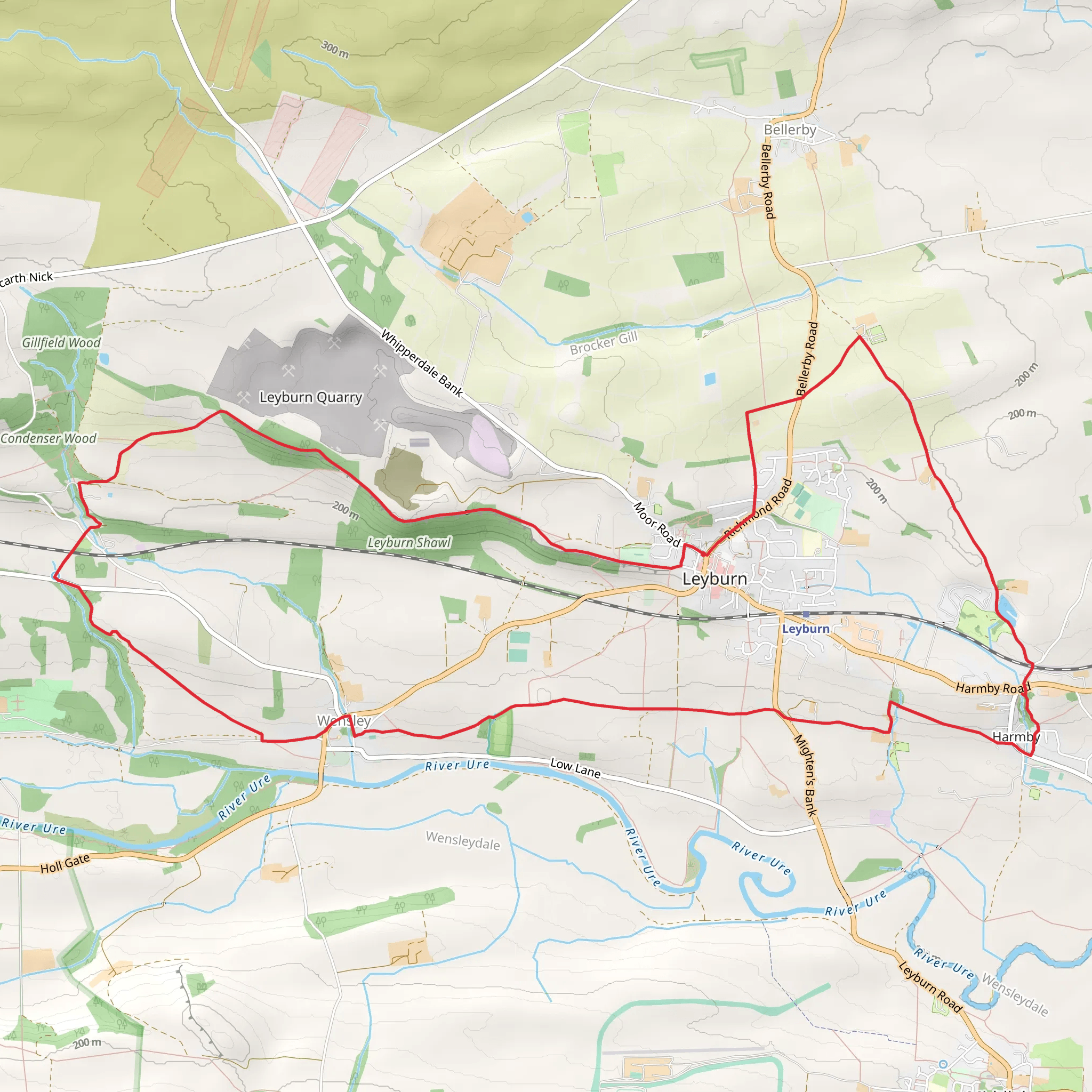 Leyburn, Harmby and Wensley Loop Walk mobile static map