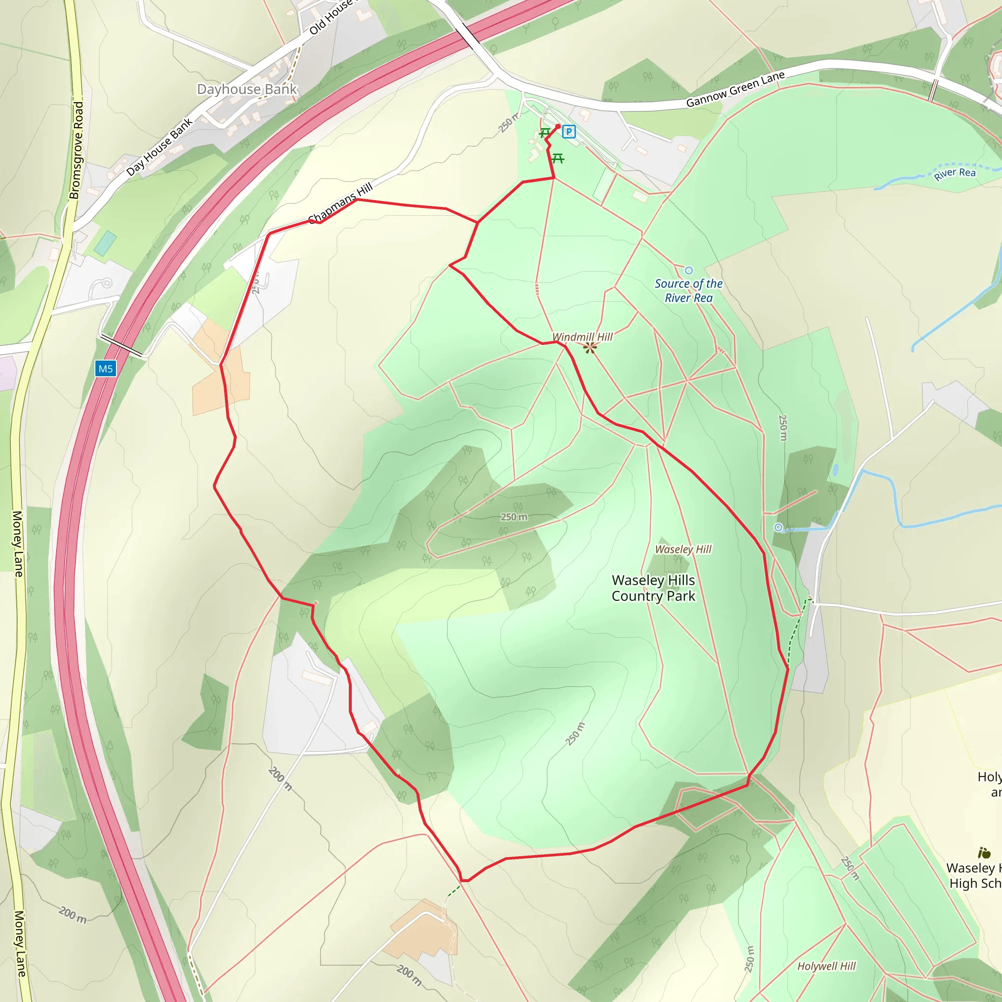 Waseley Hills Country Park Loop mobile static map