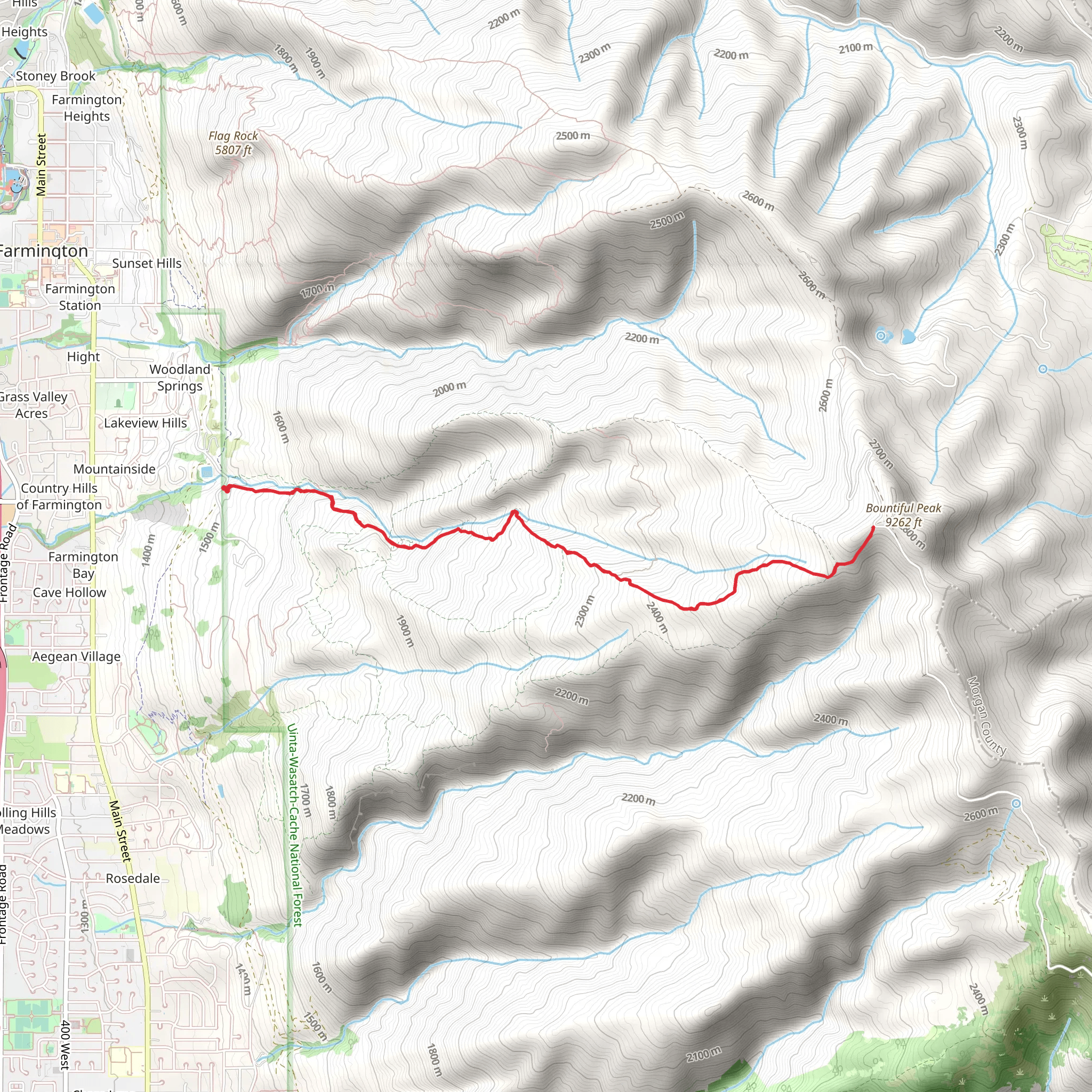 Davis Creek Trail and Bountiful Peak Trail mobile static map
