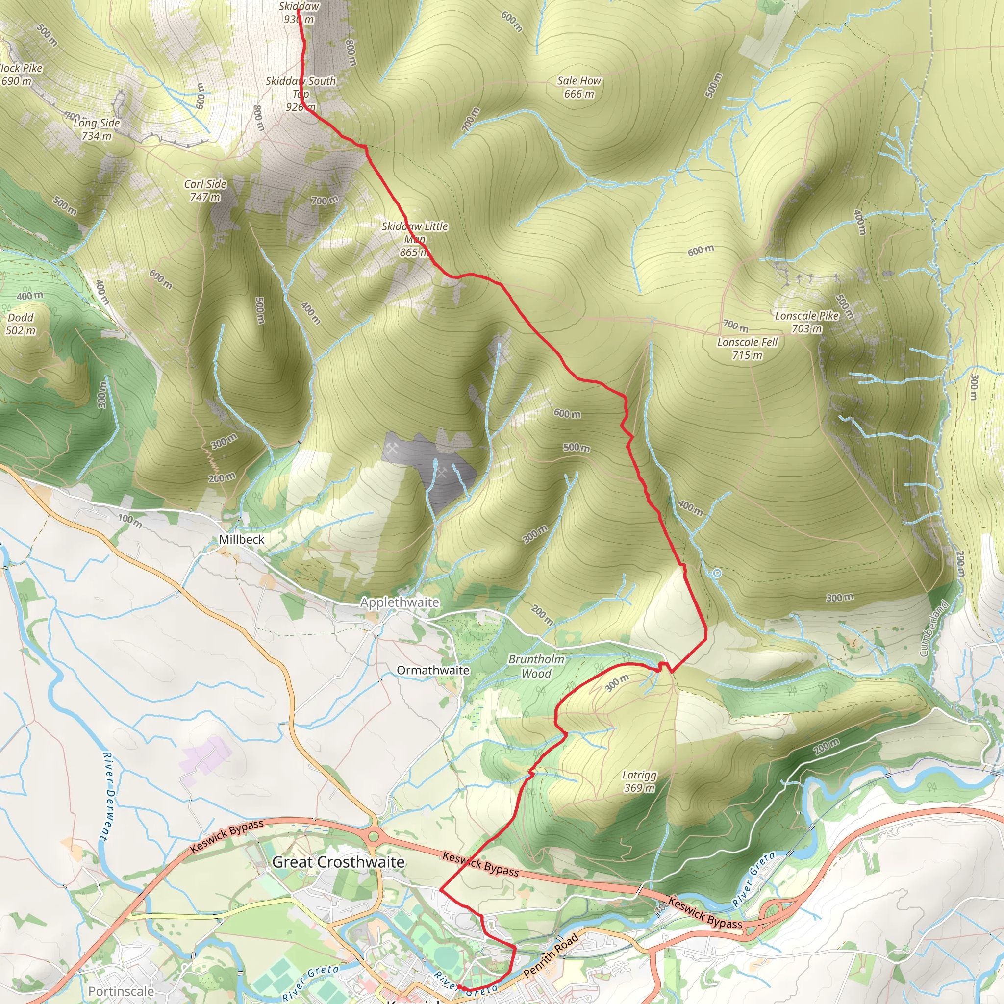 Skiddaw Walk mobile static map
