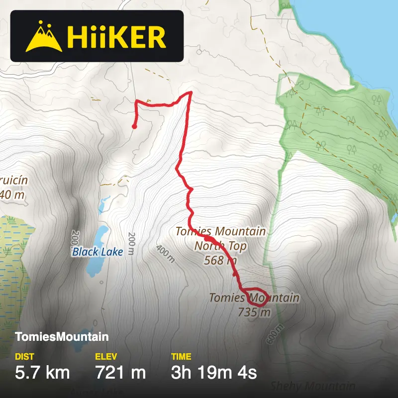 A map preview of the recording TomiesMountain.