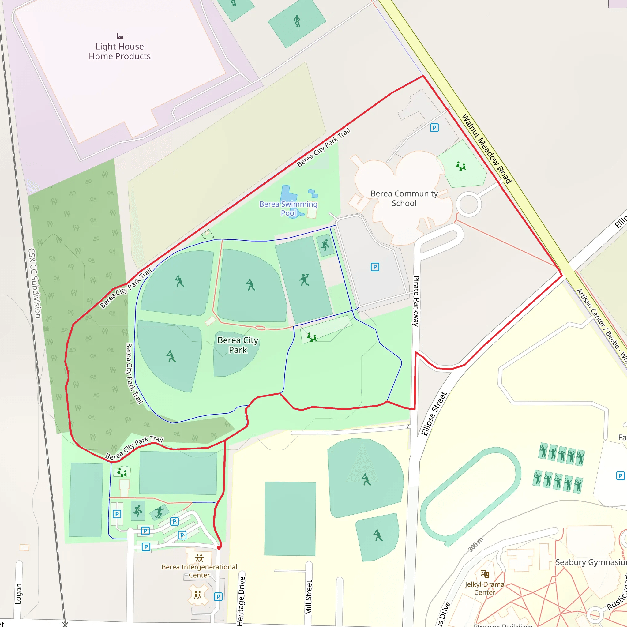 Berea City Park Loop Trail mobile static map