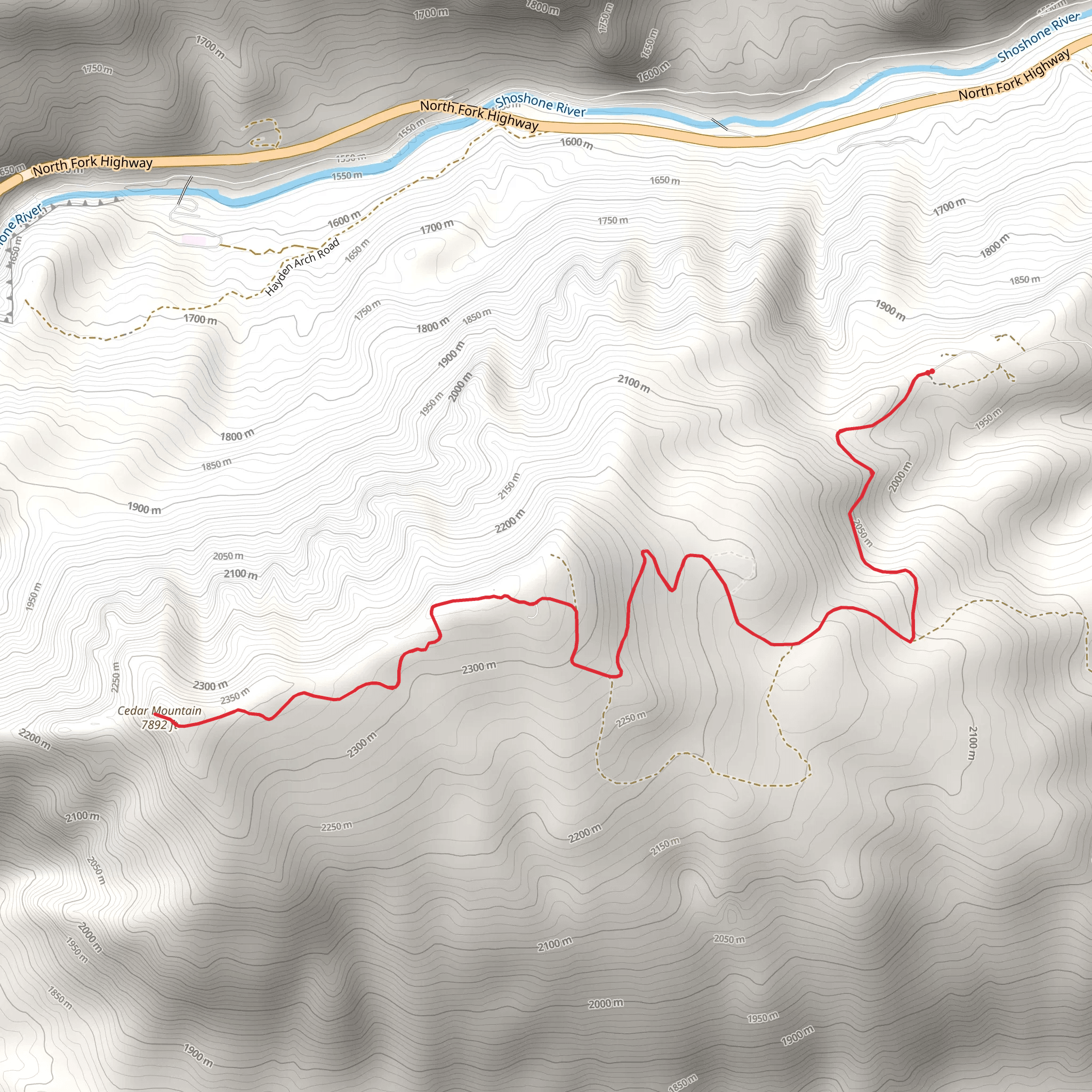 Cedar Mountain via Spirit Mountain Road mobile static map