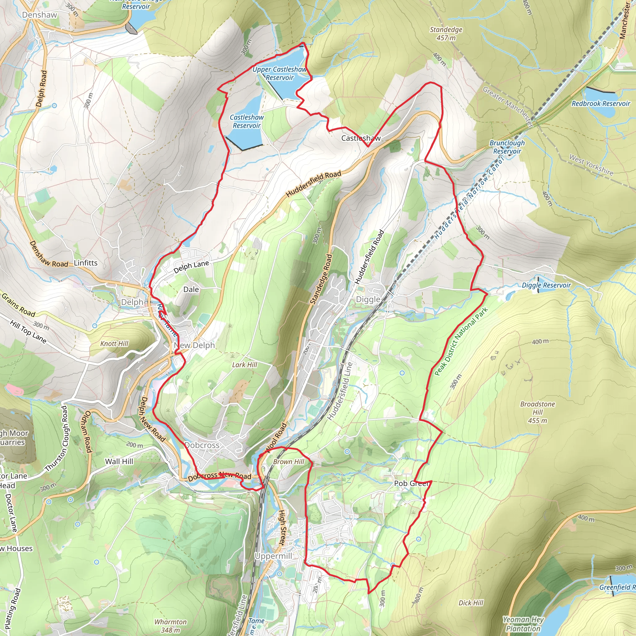 Dobcross and Castleshaw Loop mobile static map