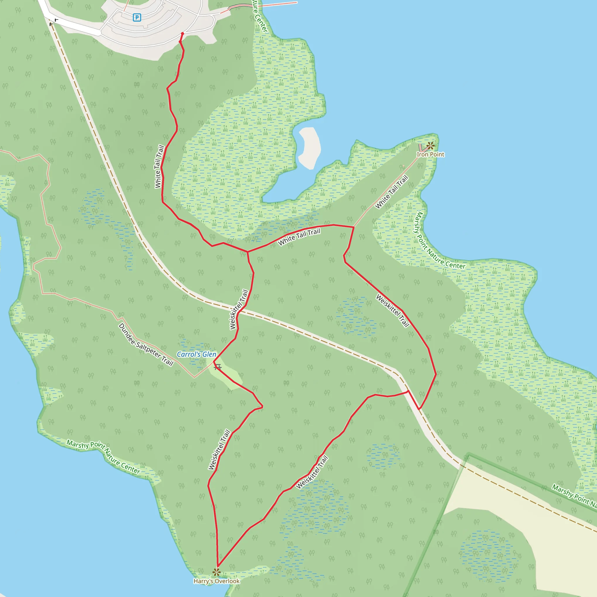 White trail and Weiskittel Loop Trail mobile static map