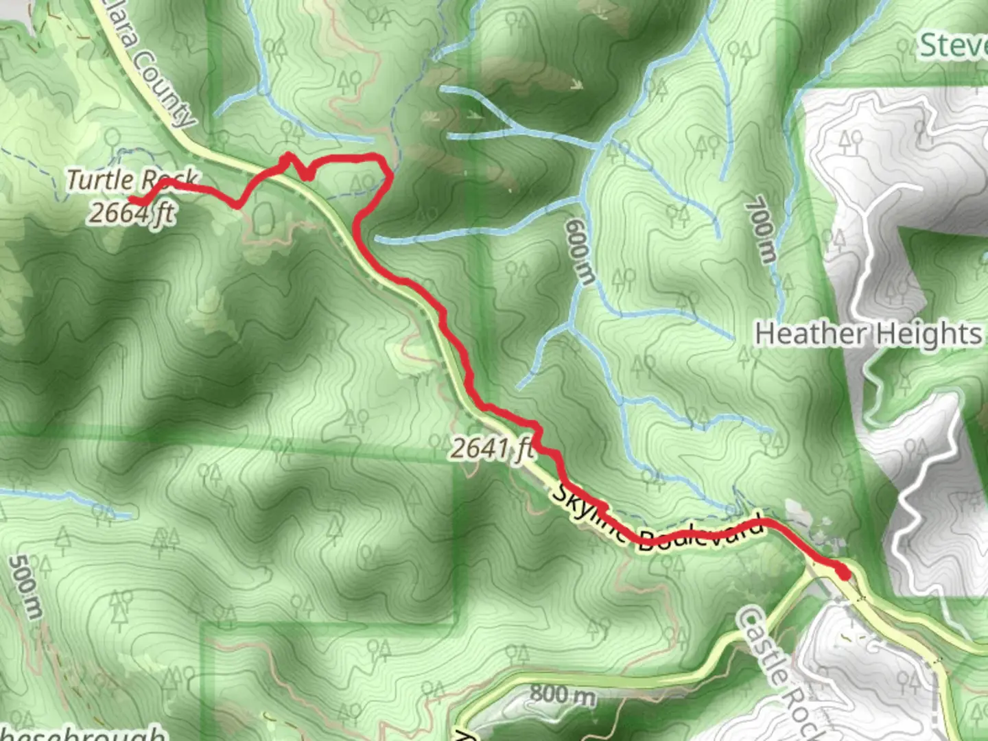 An image depicting the trail Turtle Rock via Saratoga Gap Trail and its surrounding area.