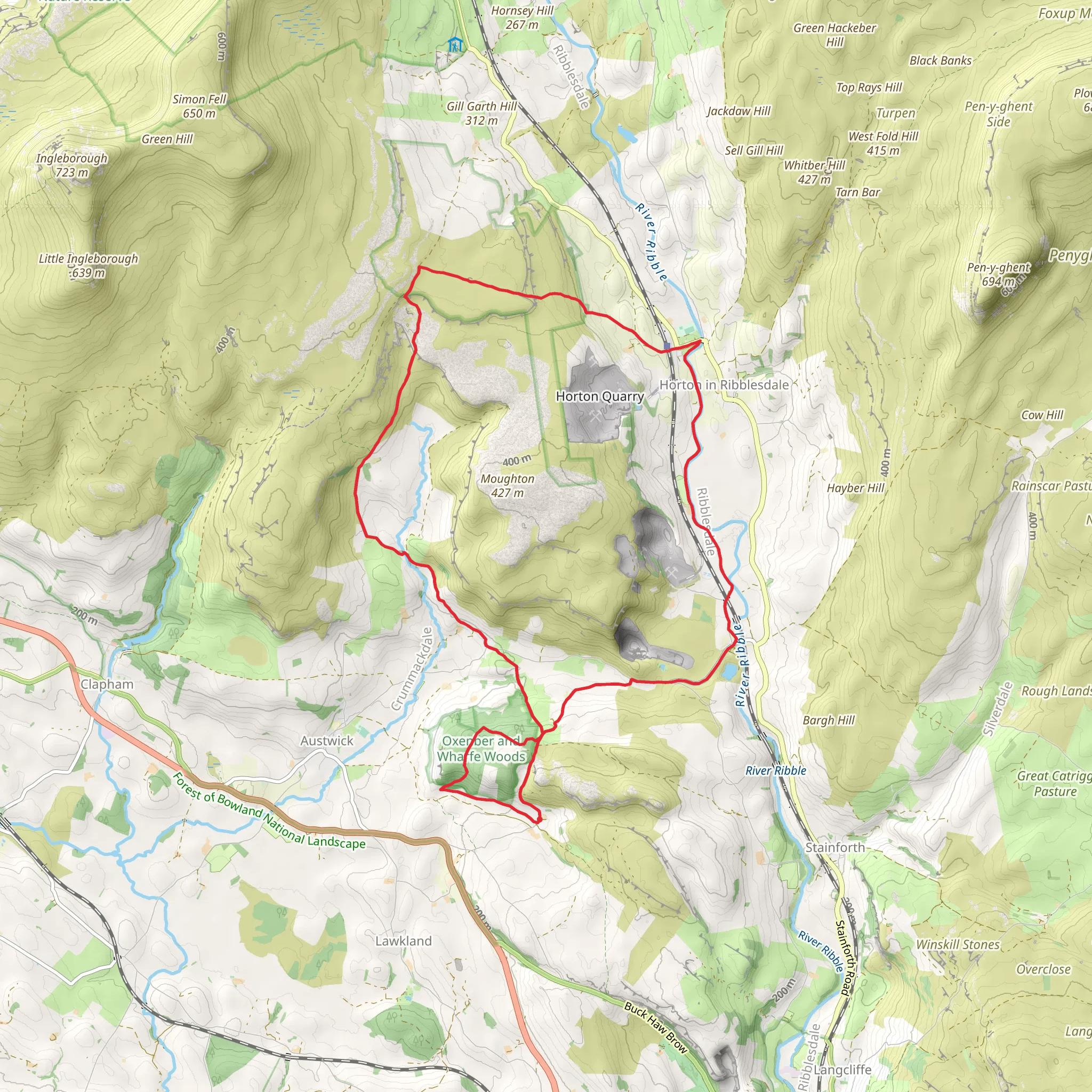Feizor, Horton In Ribblesdale and Helwith Bridge Loop mobile static map