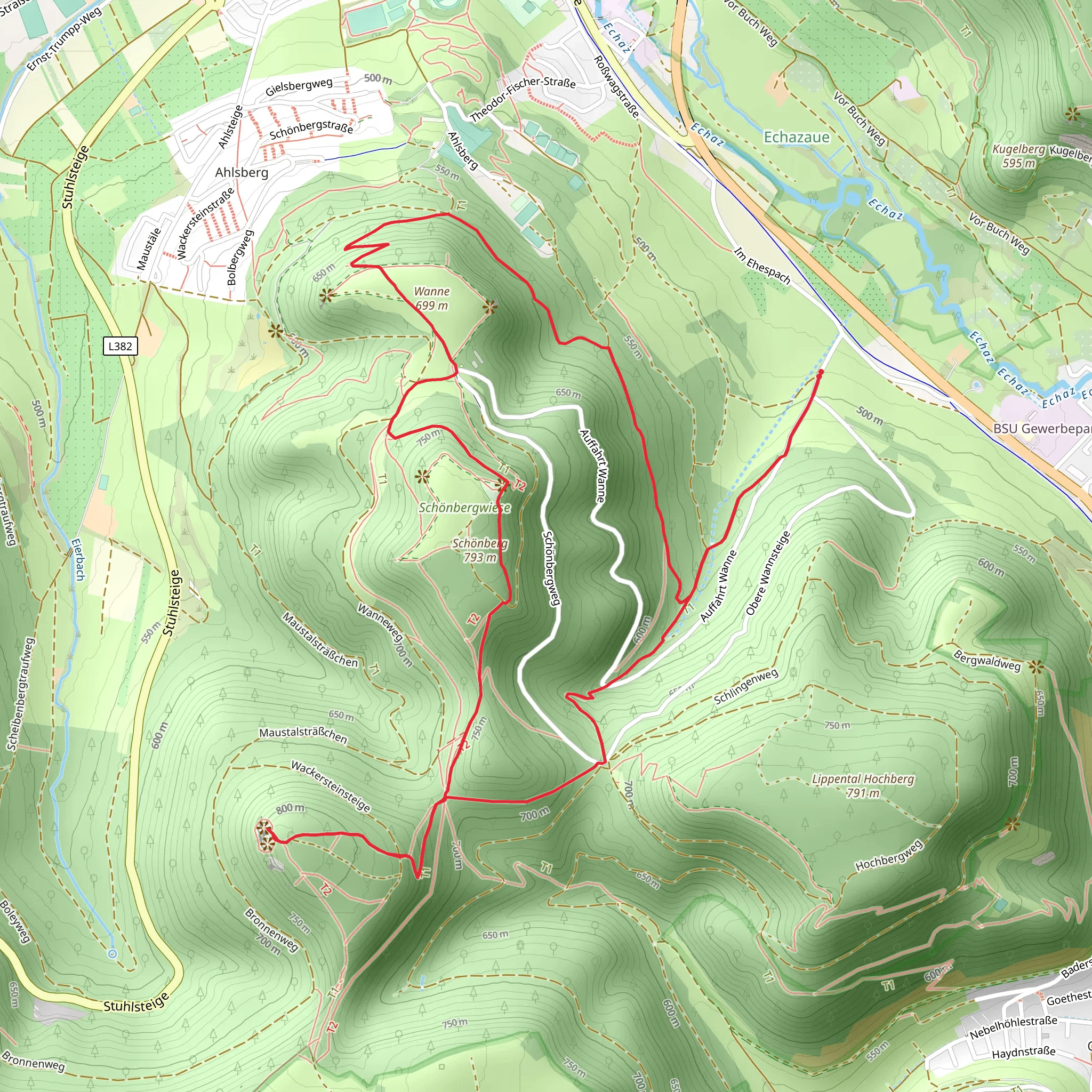 Wackerstein, Schonberg and Wanne Loop mobile static map