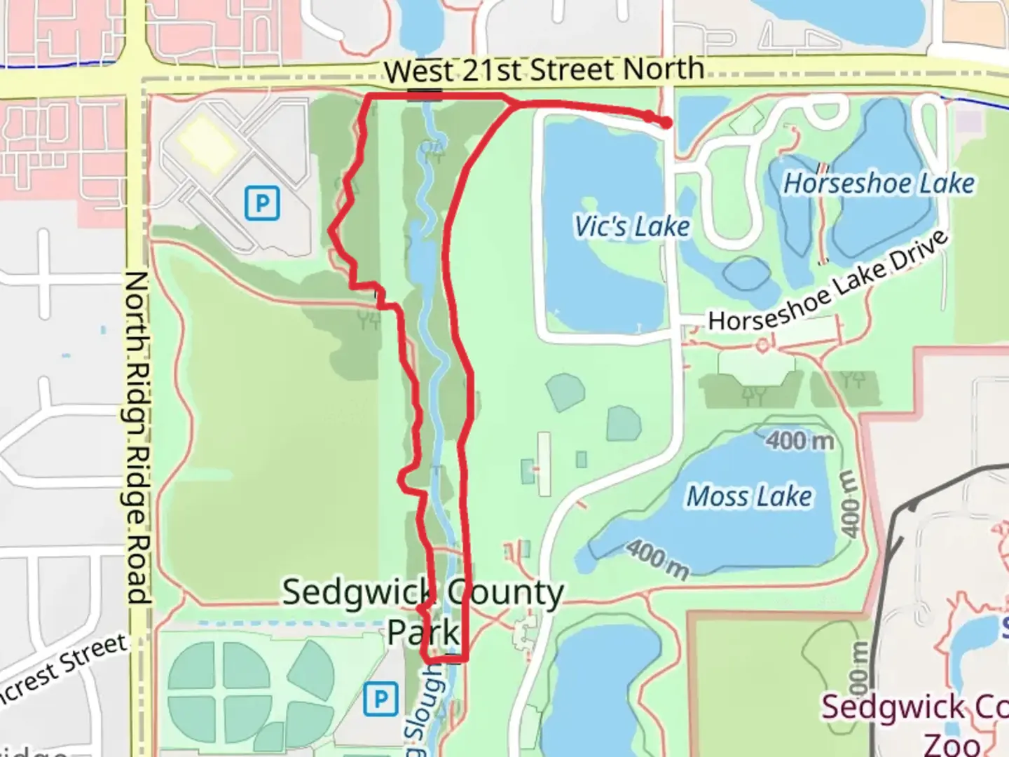 An image depicting the trail Big Slough Loop and its surrounding area.