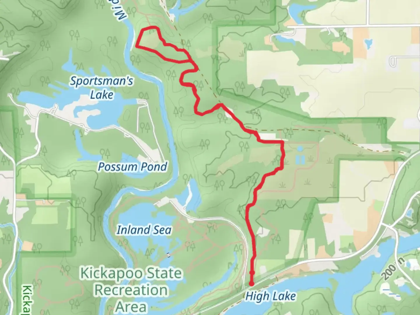 An image depicting the trail Out and Back Loop Trail from High Lake and its surrounding area.