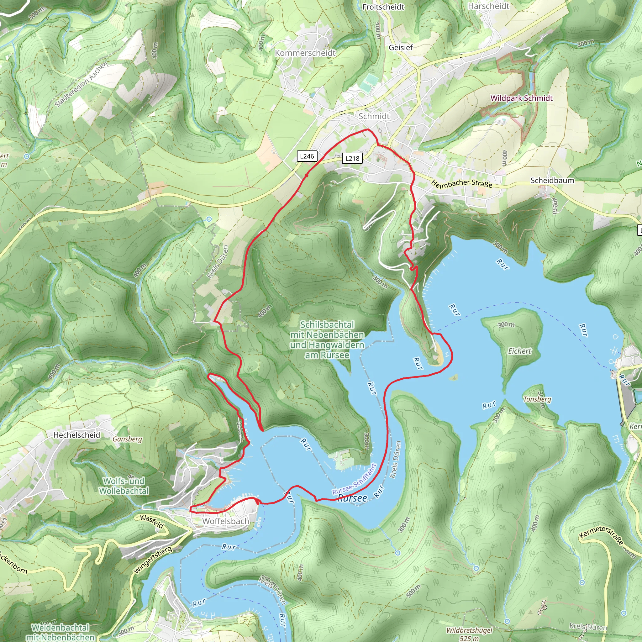 Rur Reservoir via Schilsbachstraße mobile static map