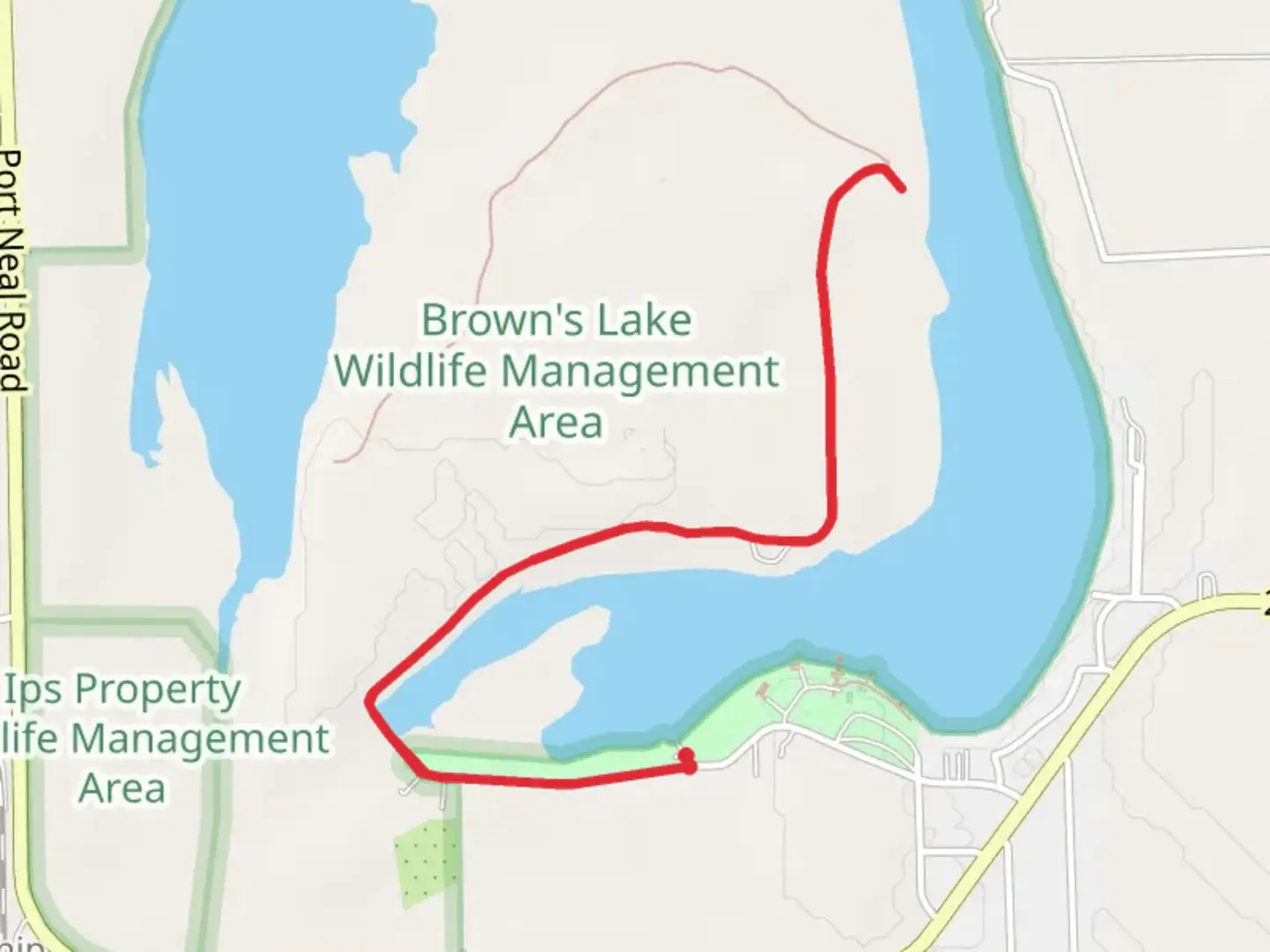 An image depicting the trail Bigelow County Park - Browns Lake and its surrounding area.