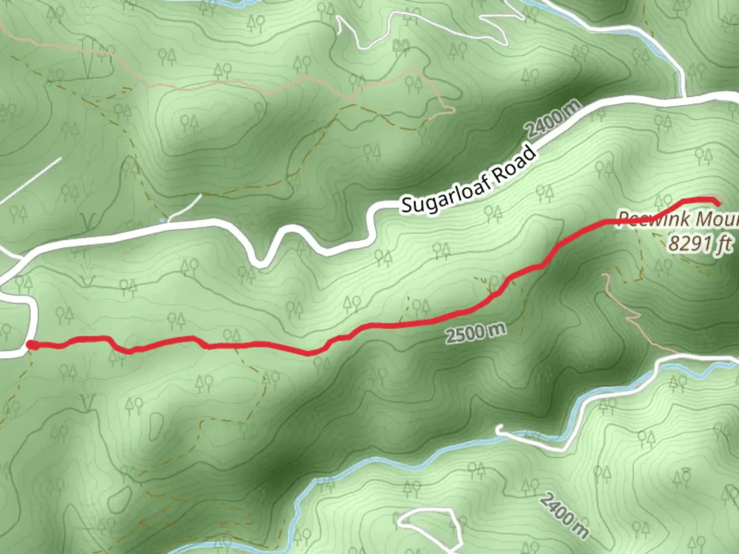 An image depicting the trail Peewink Mountain and its surrounding area.