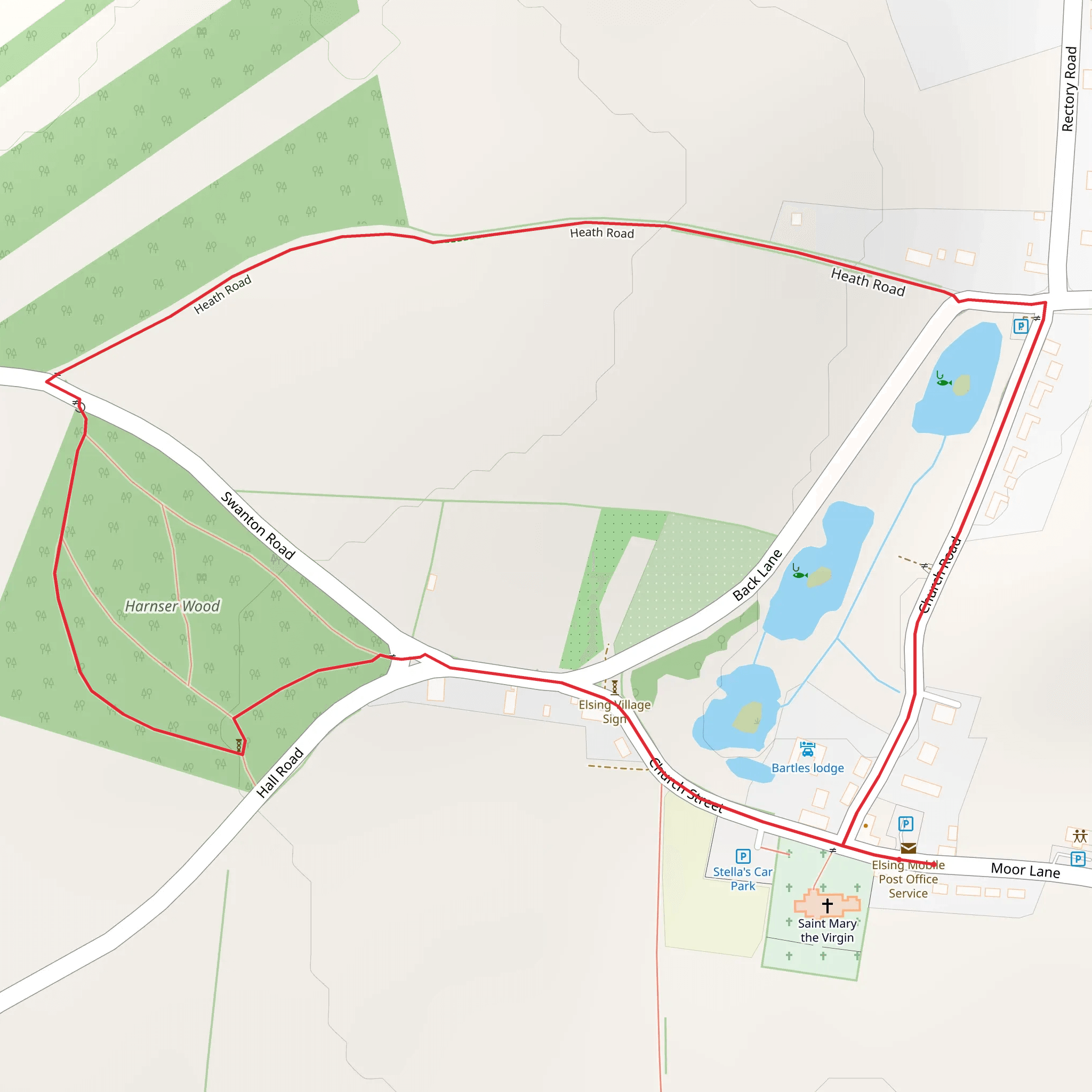 Heath Road and Harnser Wood Loop mobile static map