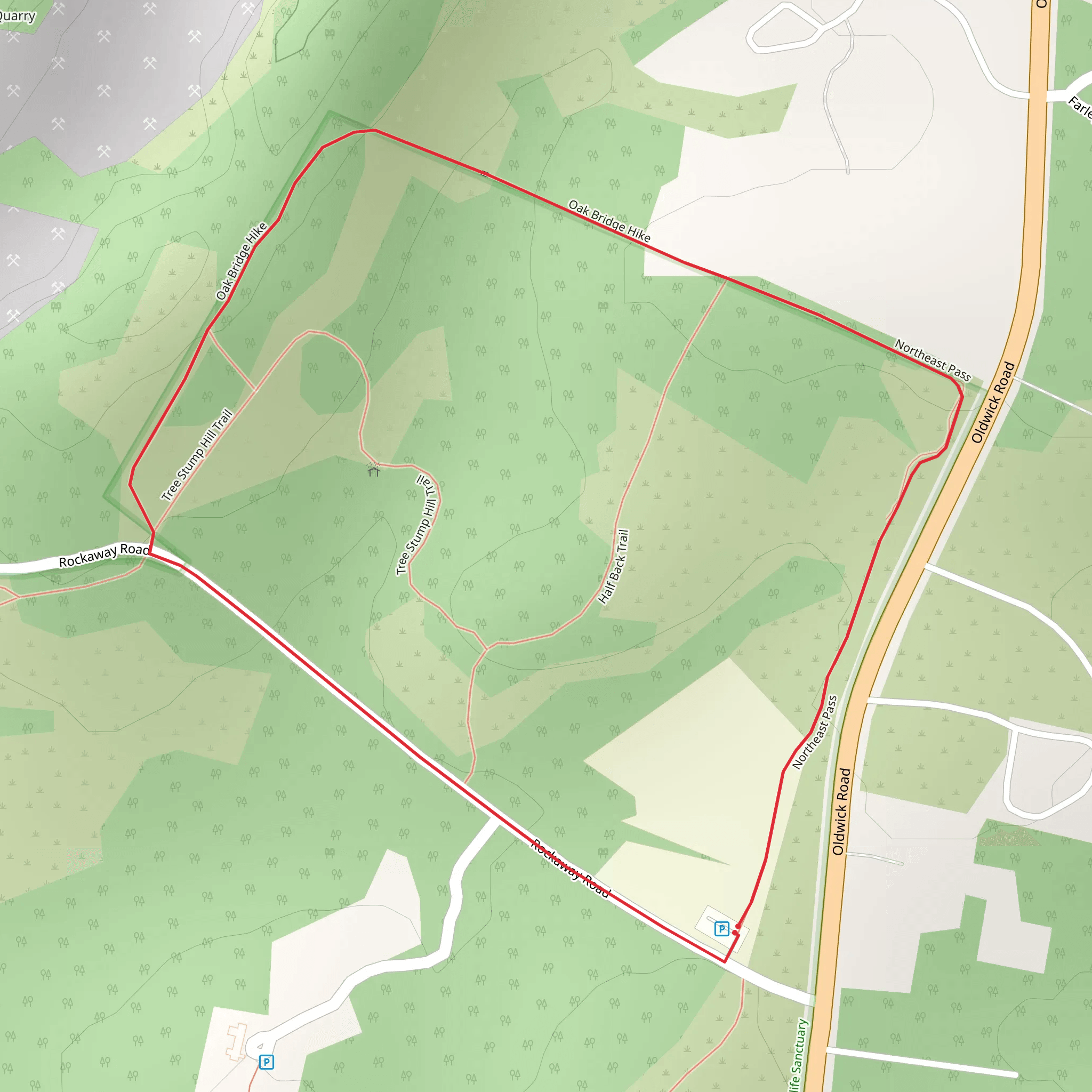 Oak Bridge Hike Loop mobile static map