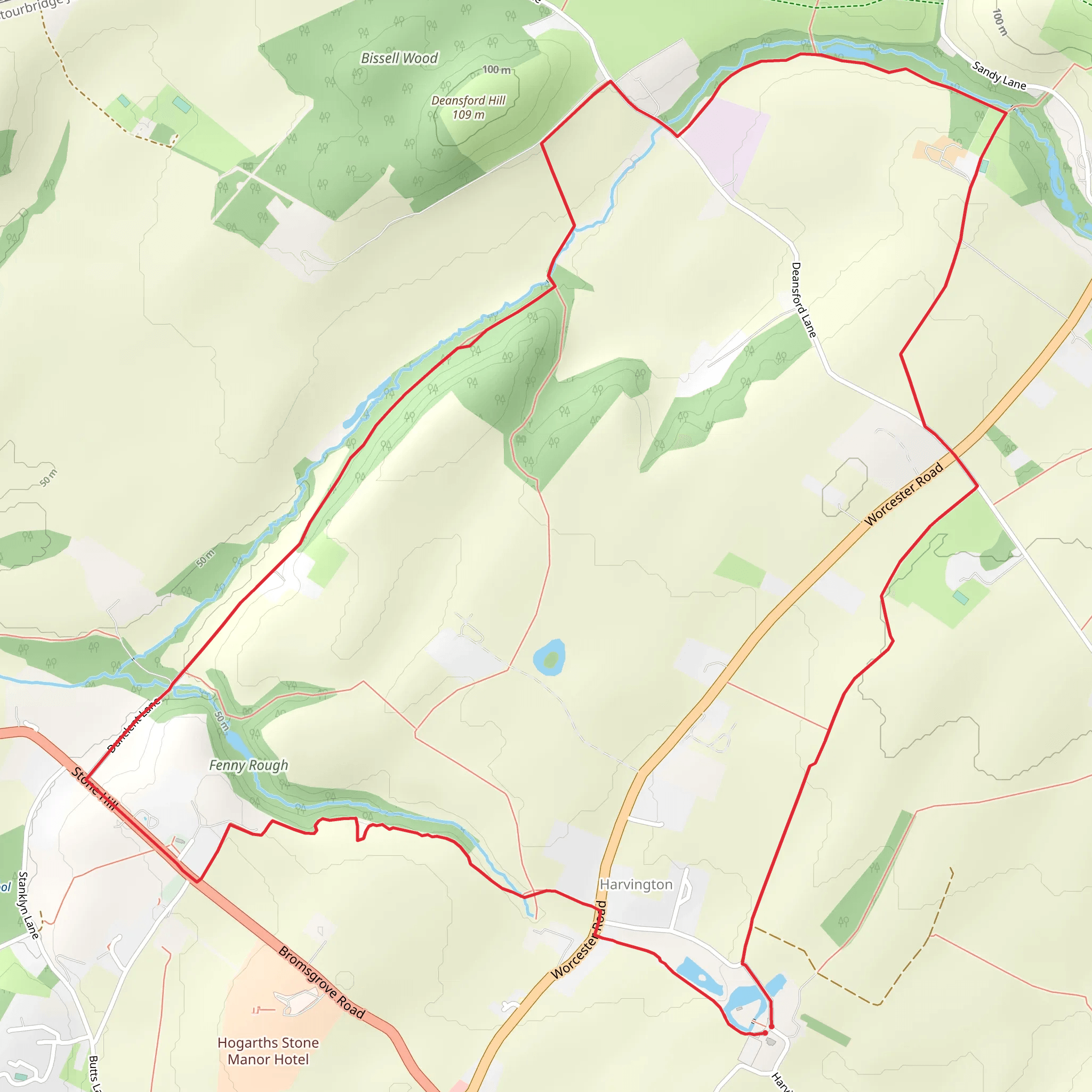 Mount Segg from Harvington Hall mobile static map