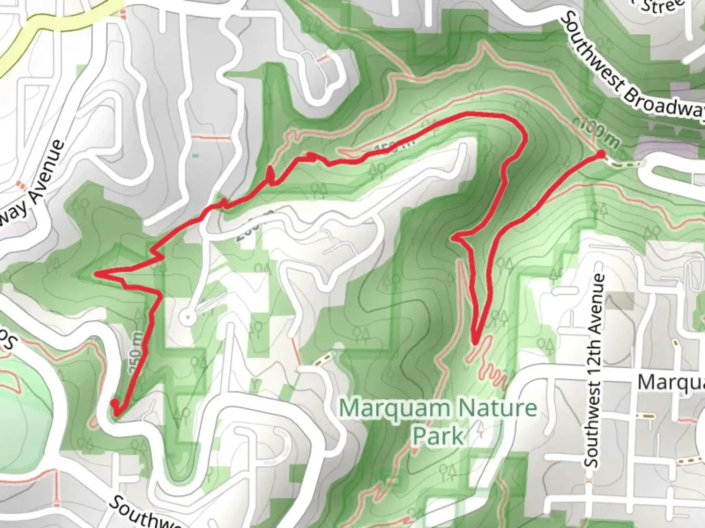 An image depicting the trail Marquam 4T Trail and its surrounding area.