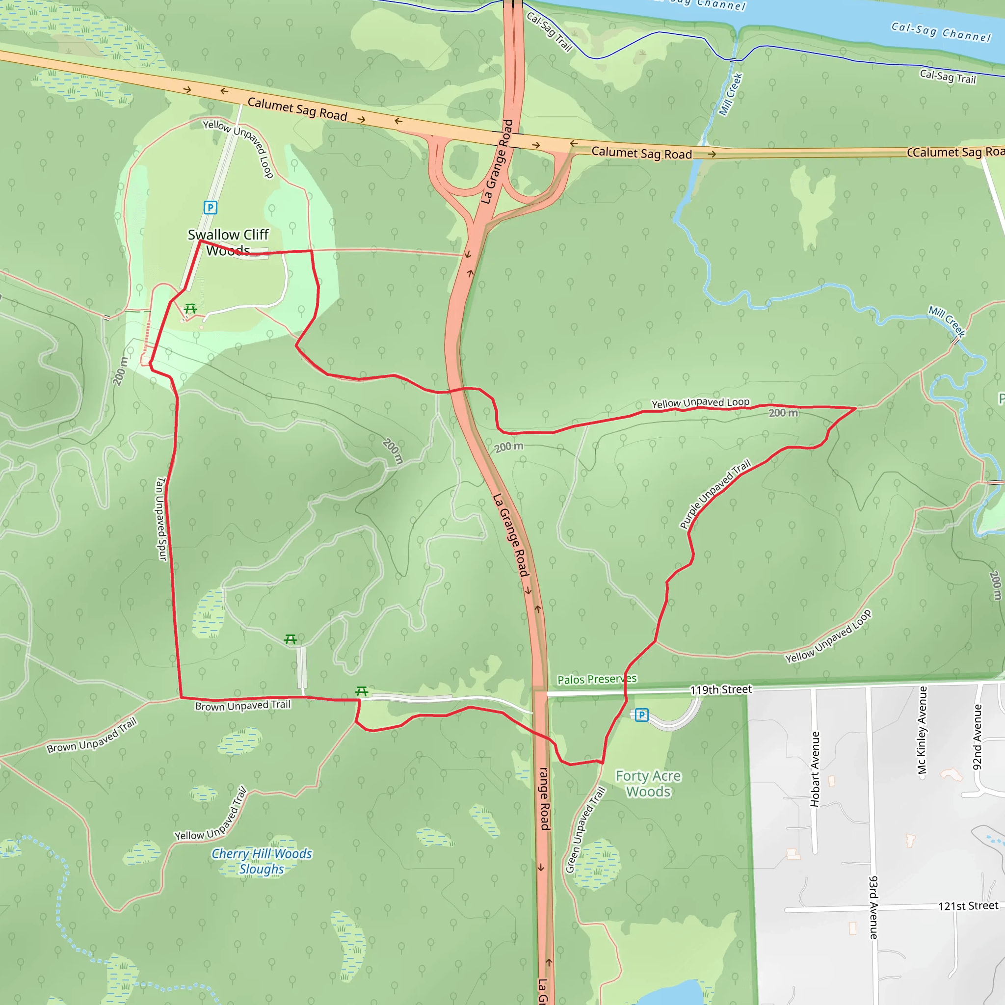 Sag Valley and Sag Valley Purple Unpaved Loop Trail mobile static map