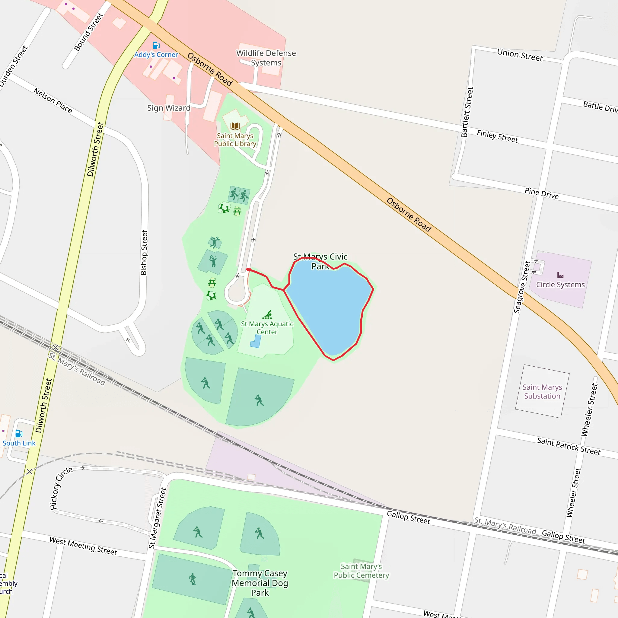 St Marys Civic Park Pond Loop mobile static map