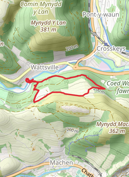 Hike on Sirhowy Valley Country Park Loop mobile static map