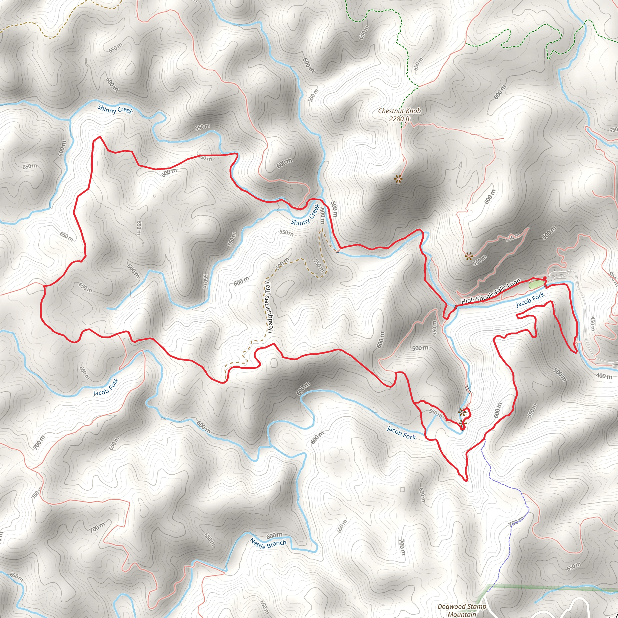 River Trail, High Shoals Falls and Shinny Creek Trail mobile static map