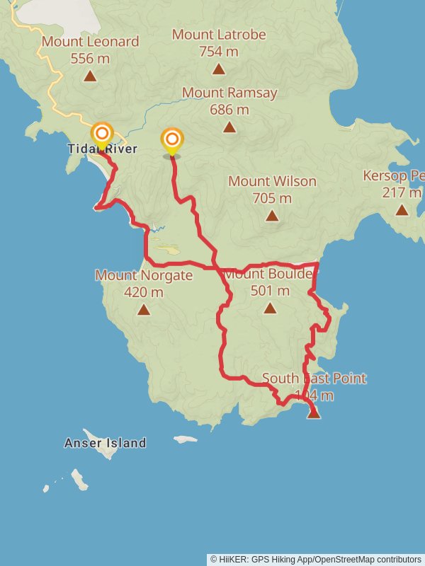 Wilsons Promontory - Southern Circuit Trail mobile static map