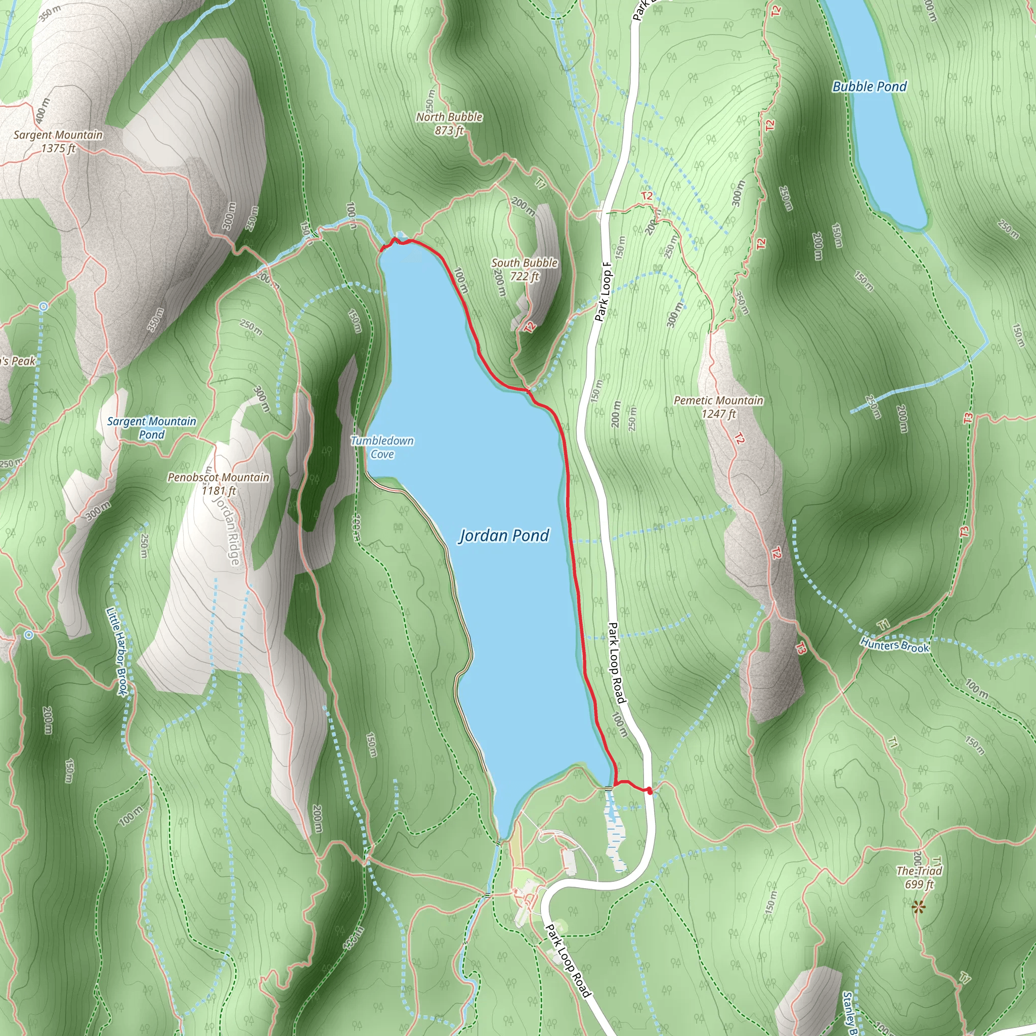 Jordan Pond Out and Back mobile static map