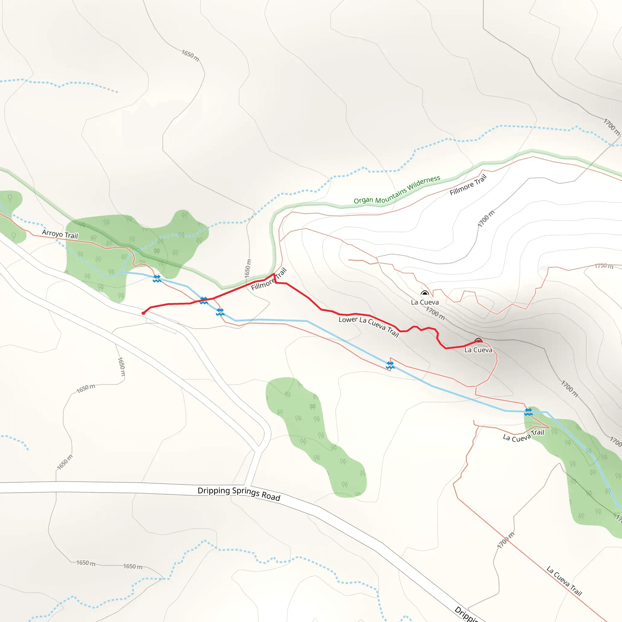 Lower La Cueva Trail mobile static map