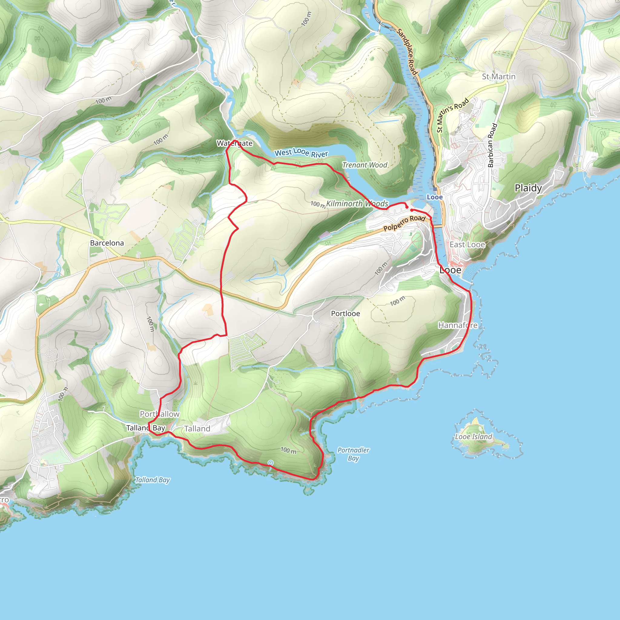 Looe - Talland and the Giant's Hedge Walk mobile static map