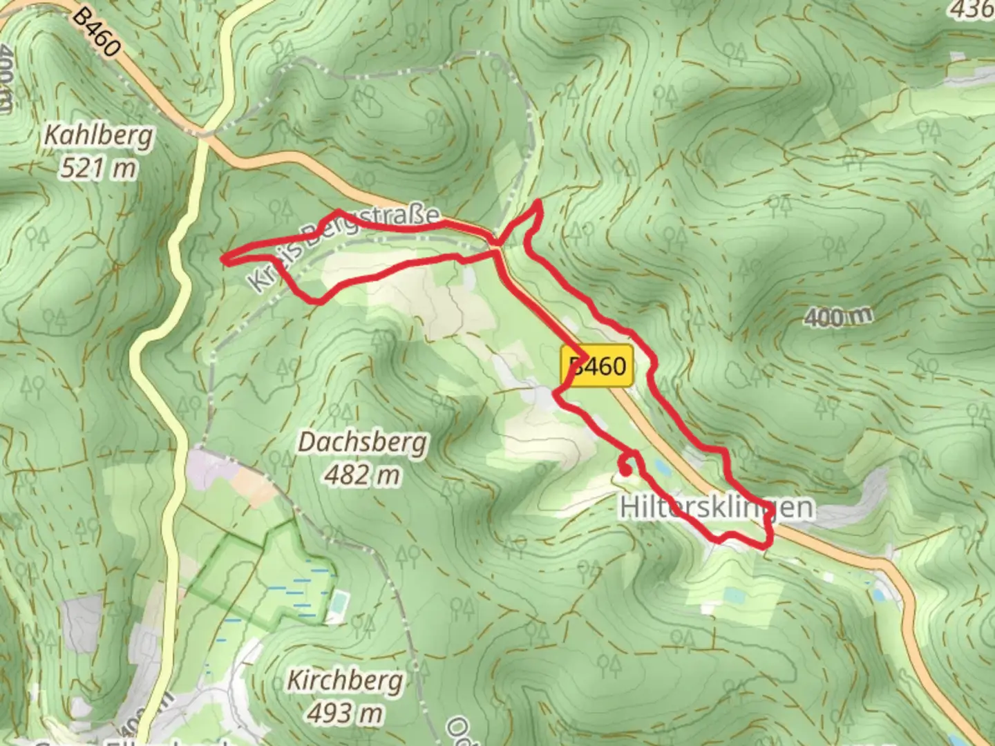 An image depicting the trail Dachsberg Weg and Streitberg Weg and its surrounding area.