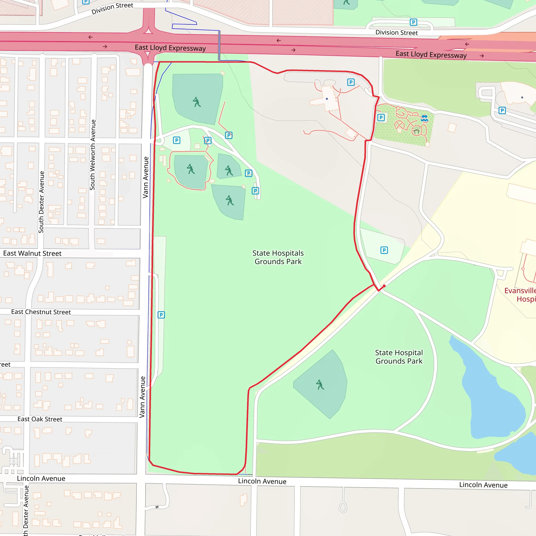 State Hospitals Grounds Park Loop mobile static map