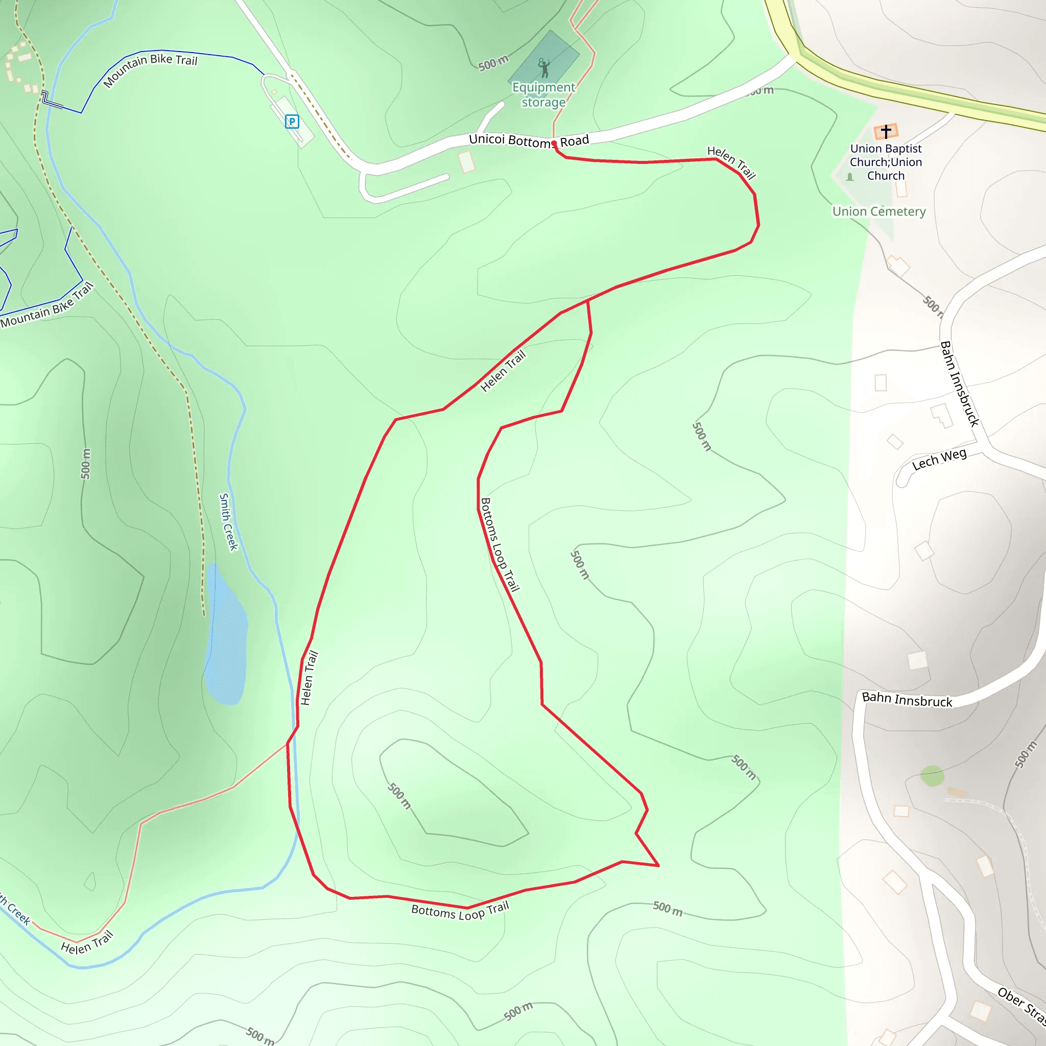 Helen and Bottoms Loop Trail mobile static map