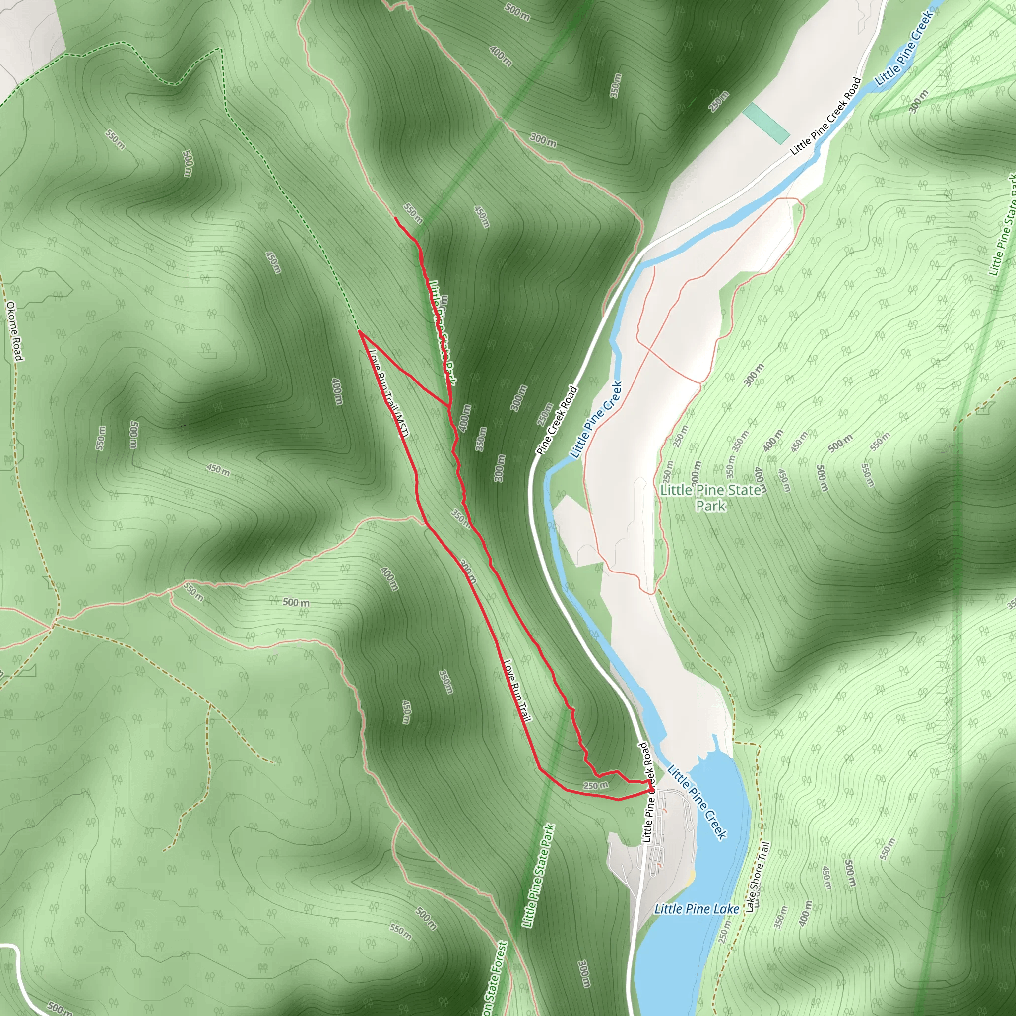 Panther Run Trail and Love Run Trail Loop mobile static map