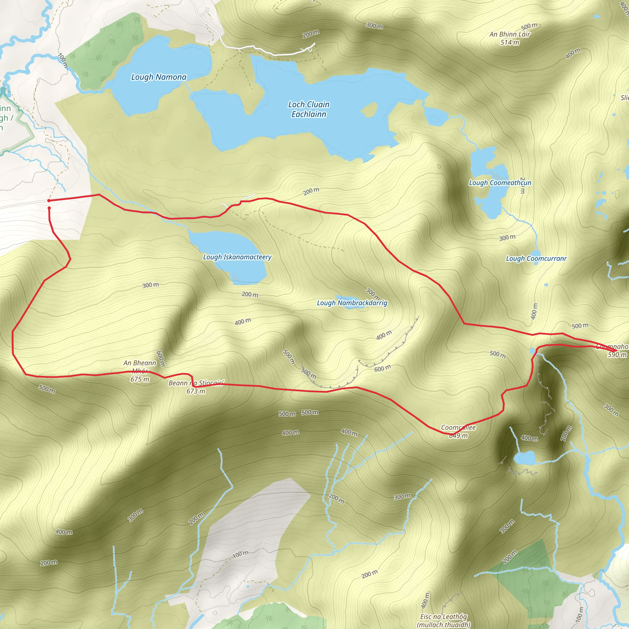 Coomcallee and An Bheann Mhor Loop mobile static map