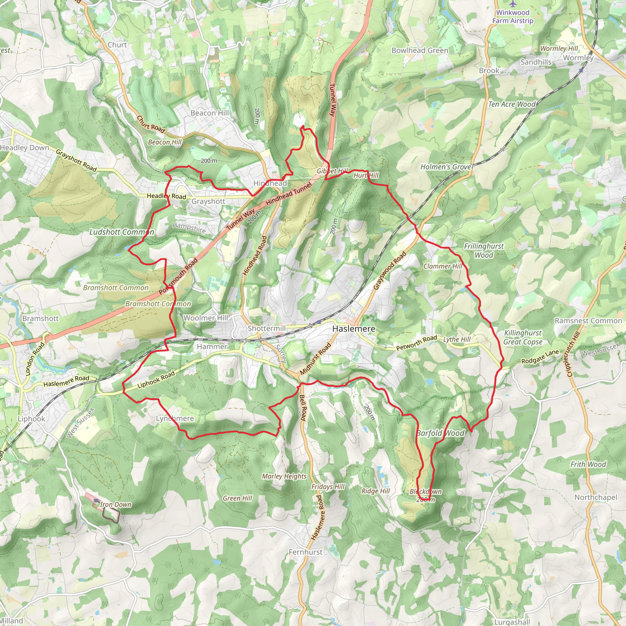 Haslemere Circular Walk mobile static map