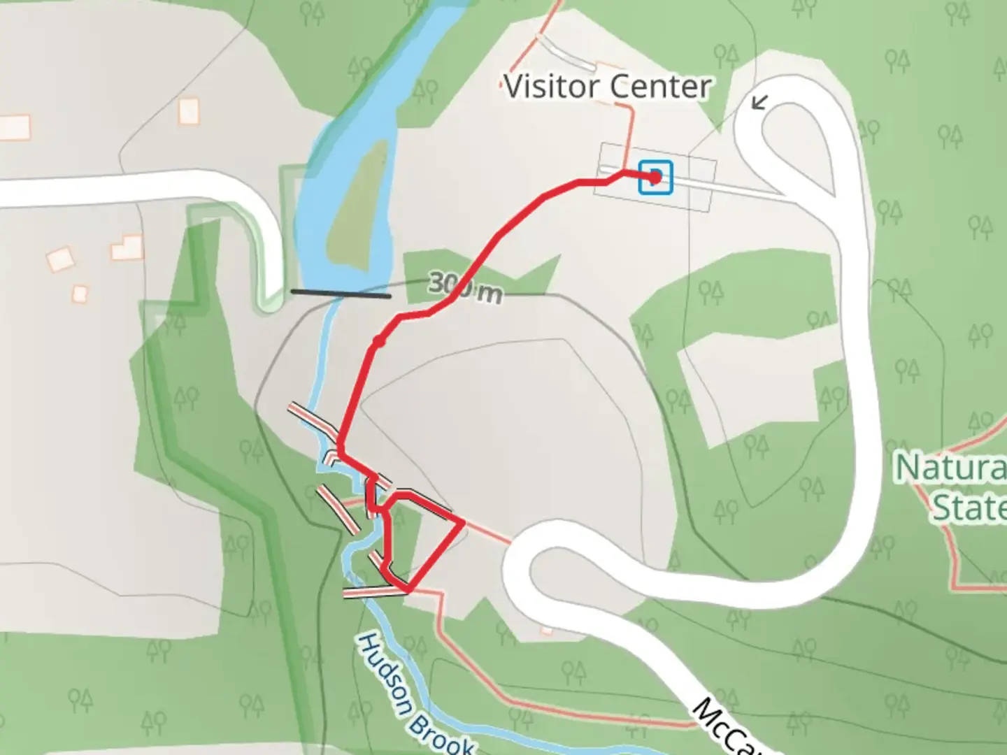 An image depicting the trail Hudson Brook Trail from McCauley Road and its surrounding area.
