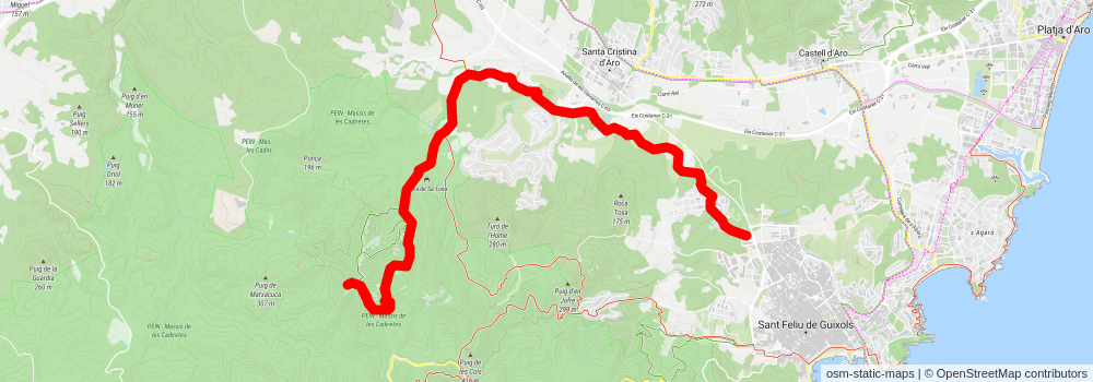 Path of Sant Feliu de Guixols PR C 102 stage 2 Map